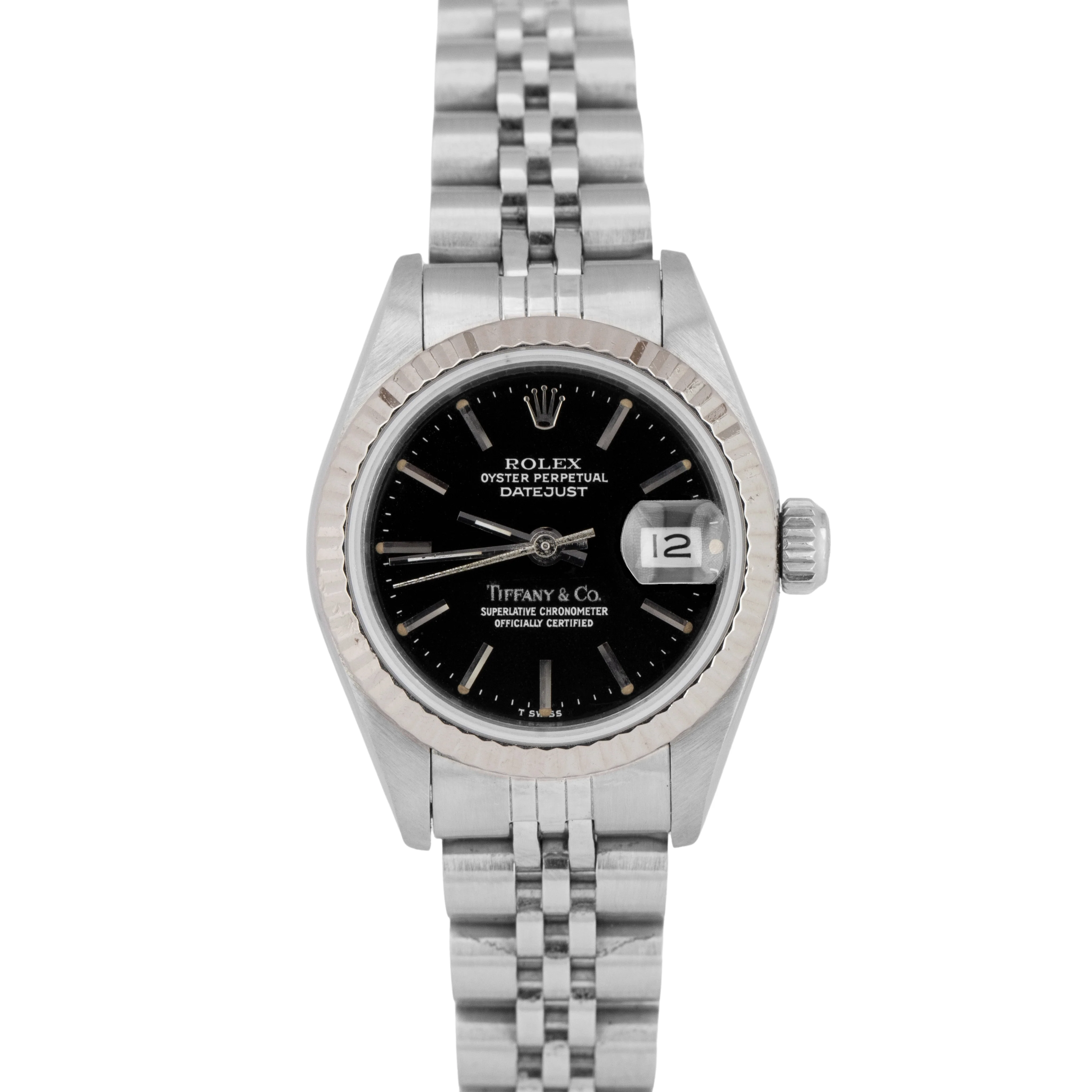 PAPERS TIFFANY & CO Rolex DateJust 26mm Stainless Steel Black 69174 Watch BOX