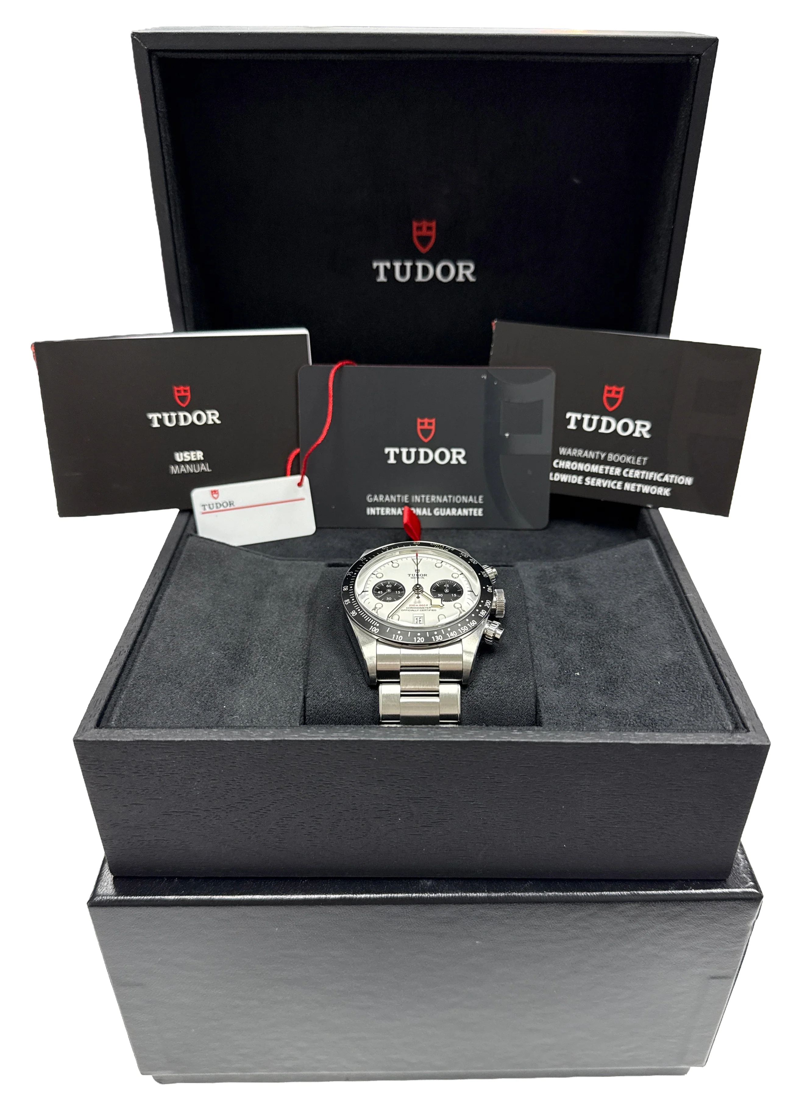PAPERS Tudor Black Bay Chrono 41mm PANDA White Stainless Steel 79360 N BOX - Image 2