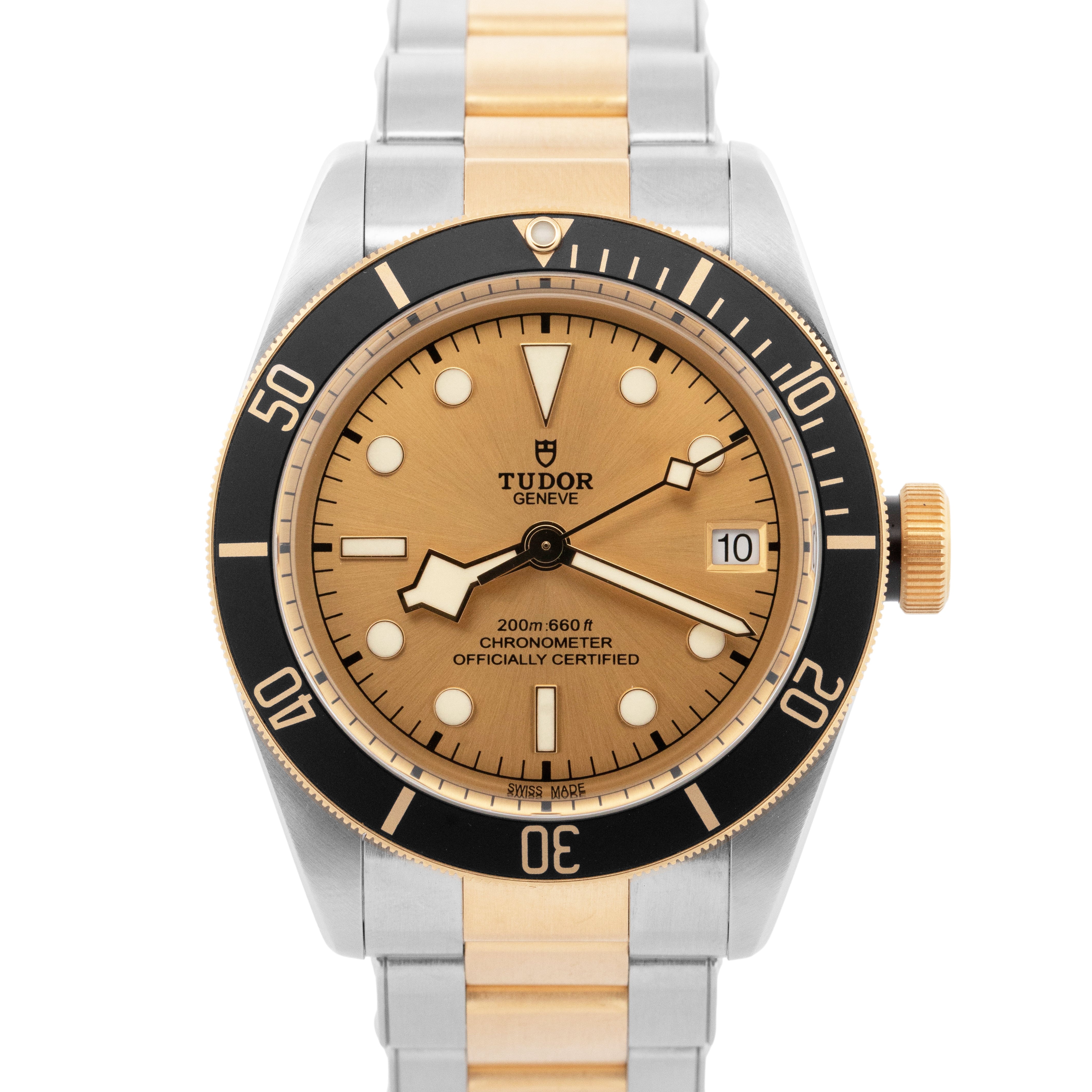 PAPERS Tudor Black Bay Heritage Two-Tone Gold Champagne 41mm Watch 79733N BOX