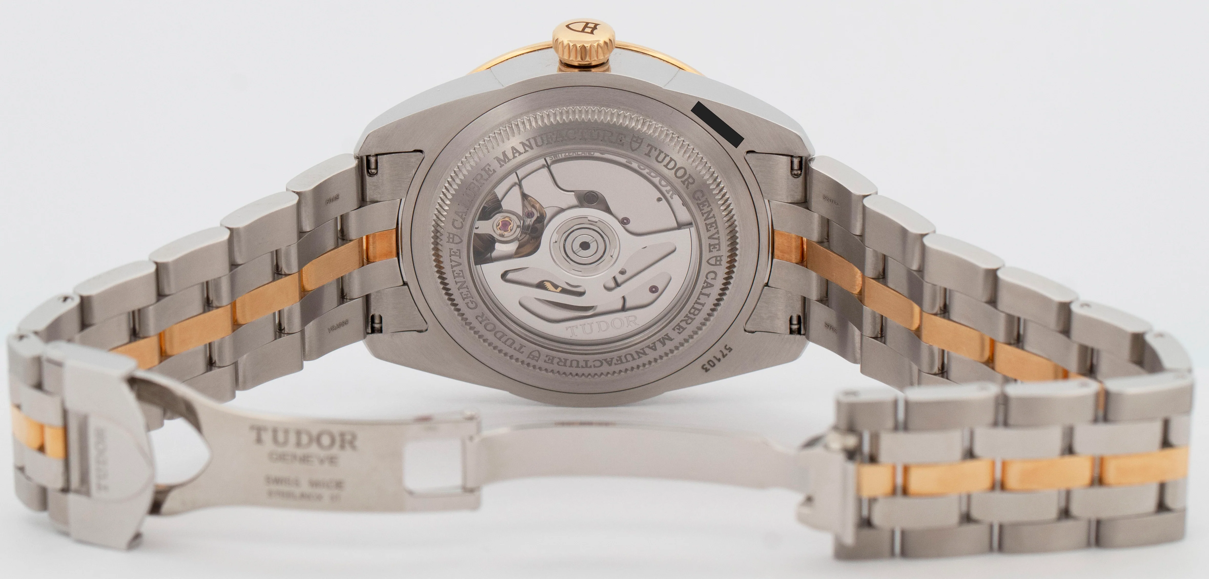 PAPERS Tudor Glamour Double Date 42mm Champagne Two-Tone Gold Steel Watch 57103 - Image 7