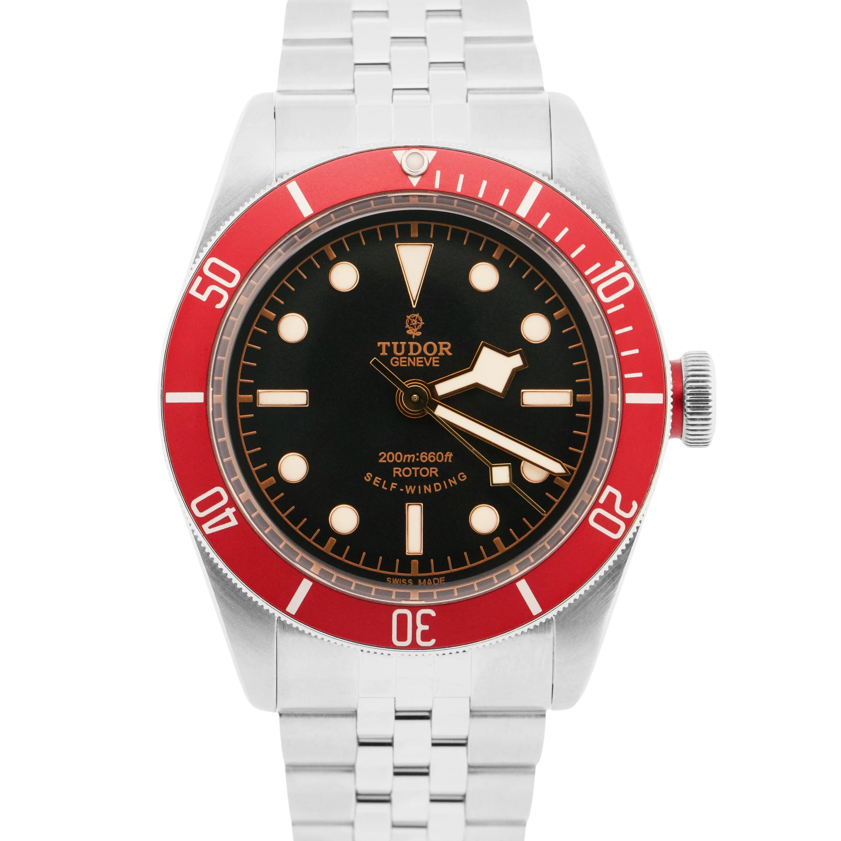 PAPERS Tudor Heritage Black Bay RED Steel SMILEY Jubilee 41mm 79220R Watch BOX