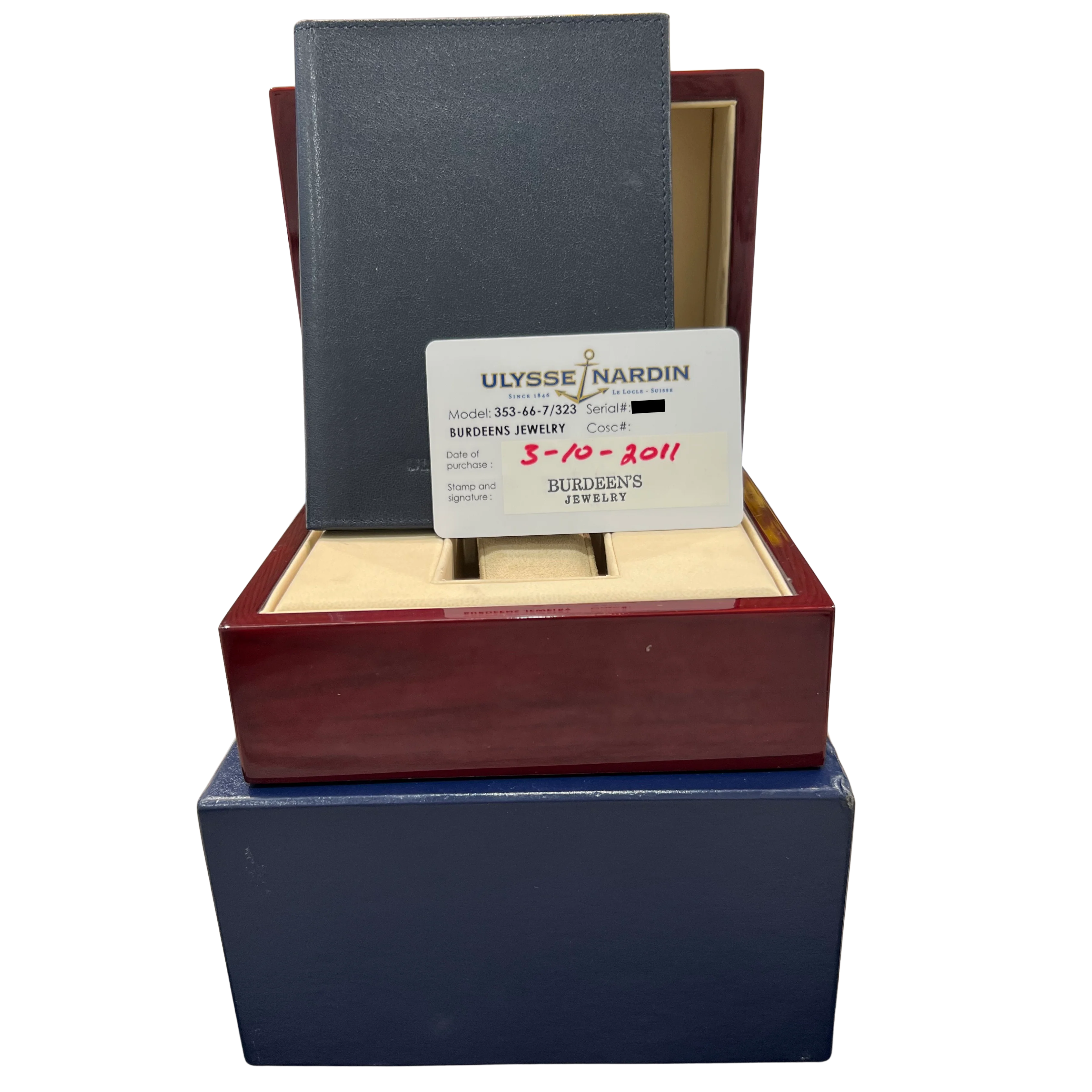 Papers Ulysse Nardin Maxi Marine Chronograph Blue 41mm 353-66-7/323 Watch BOX - Image 2