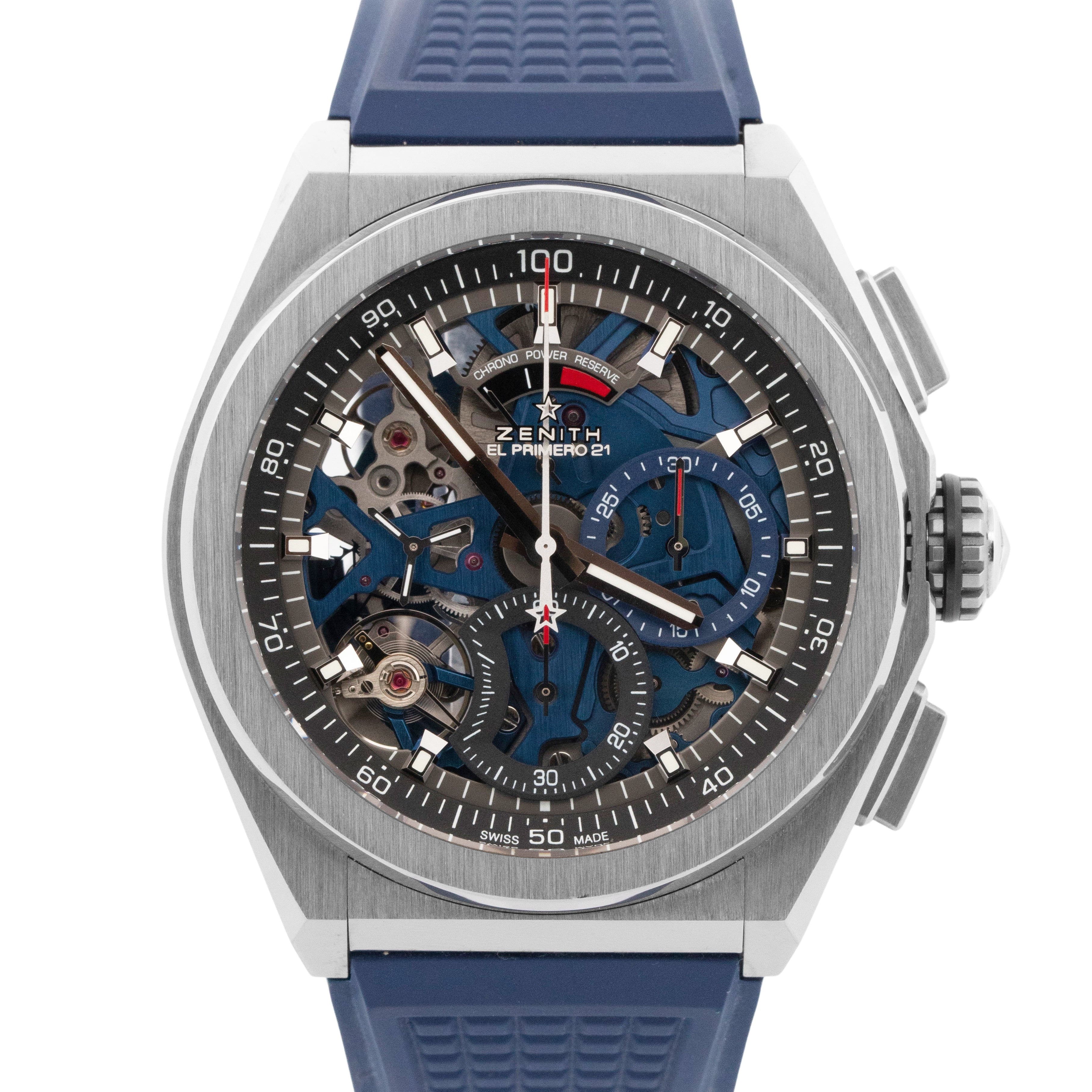 PAPERS Zenith Defy Classic Blue Skeleton Titanium Watch 95.9002.9004/78.R584 BOX
