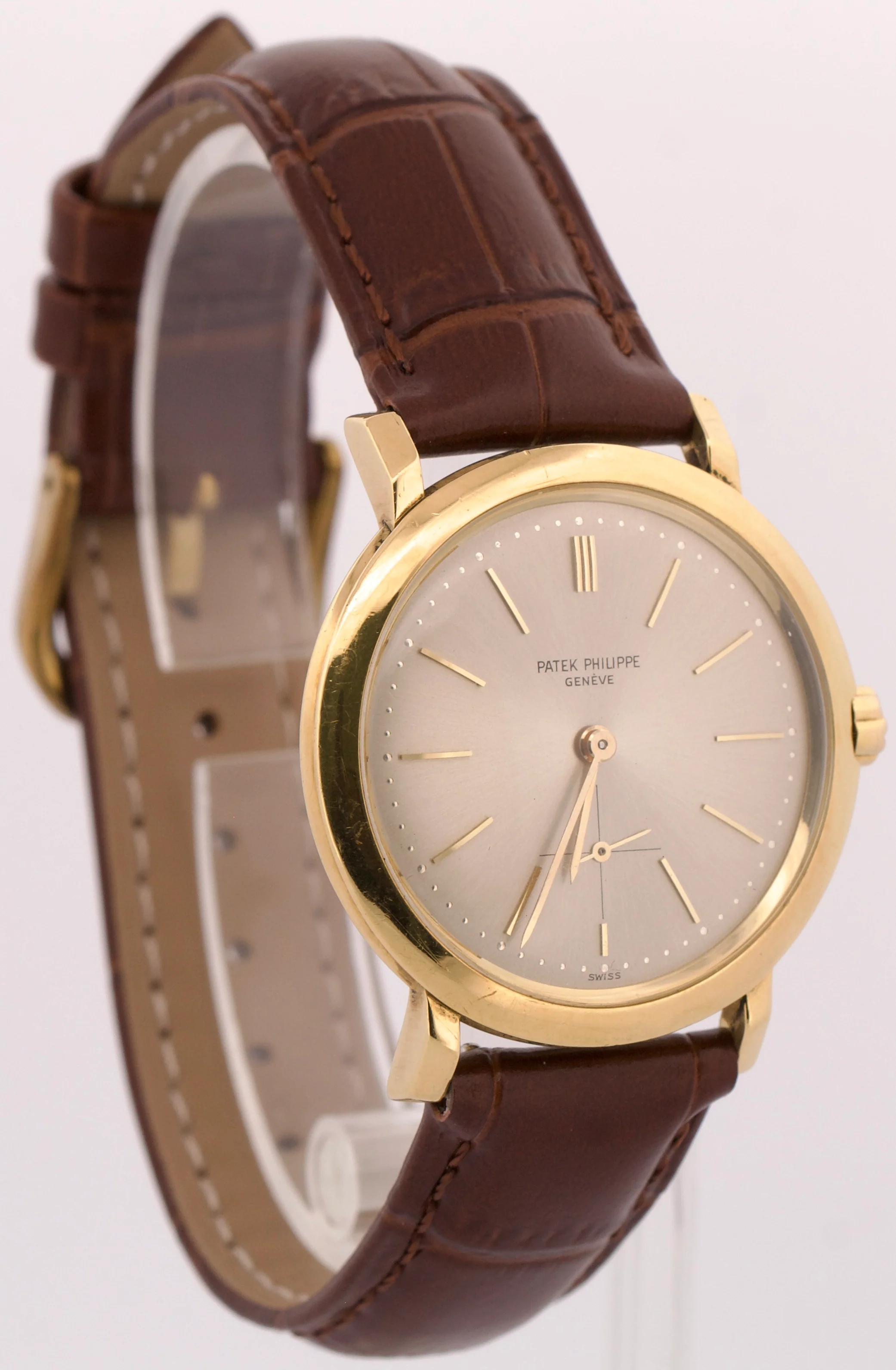Patek Philippe Calatrava 34mm SILVER Automatic 18K Yellow Gold Leather 3440 - Image 3