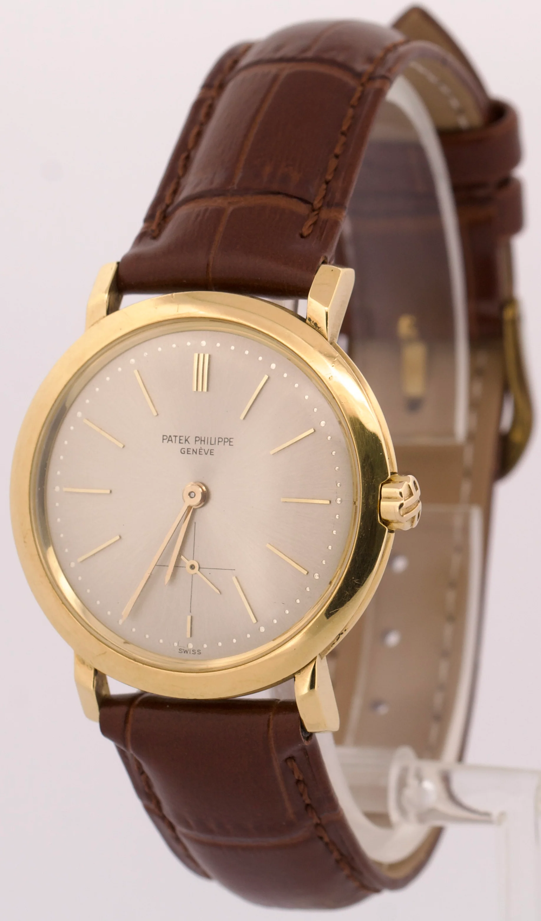 Patek Philippe Calatrava 34mm SILVER Automatic 18K Yellow Gold Leather 3440 - Image 4