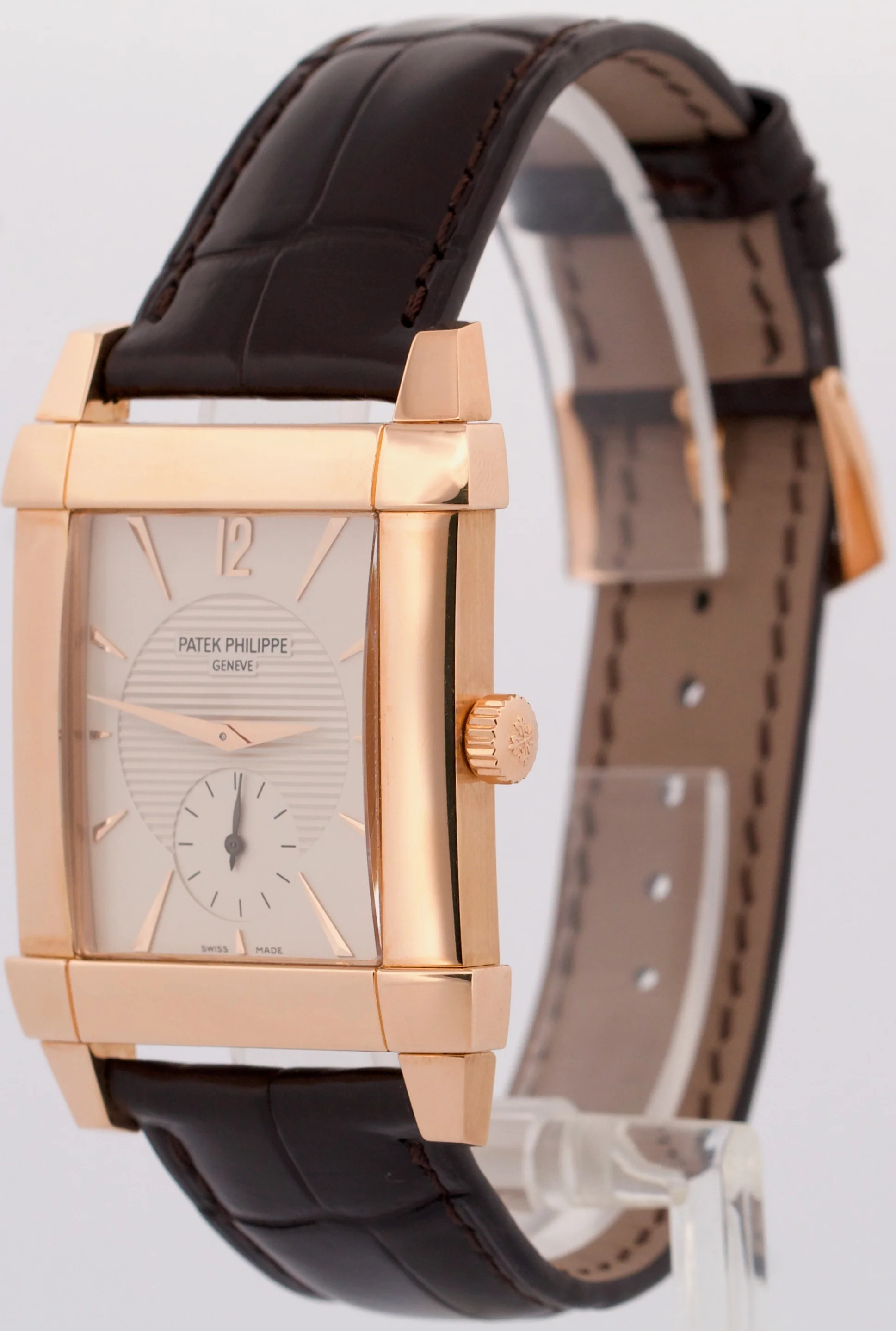 Patek Philippe Gondolo 18k Rose Gold IVORY 35mmX47mm Manual Leather 5111R Watch - Image 3