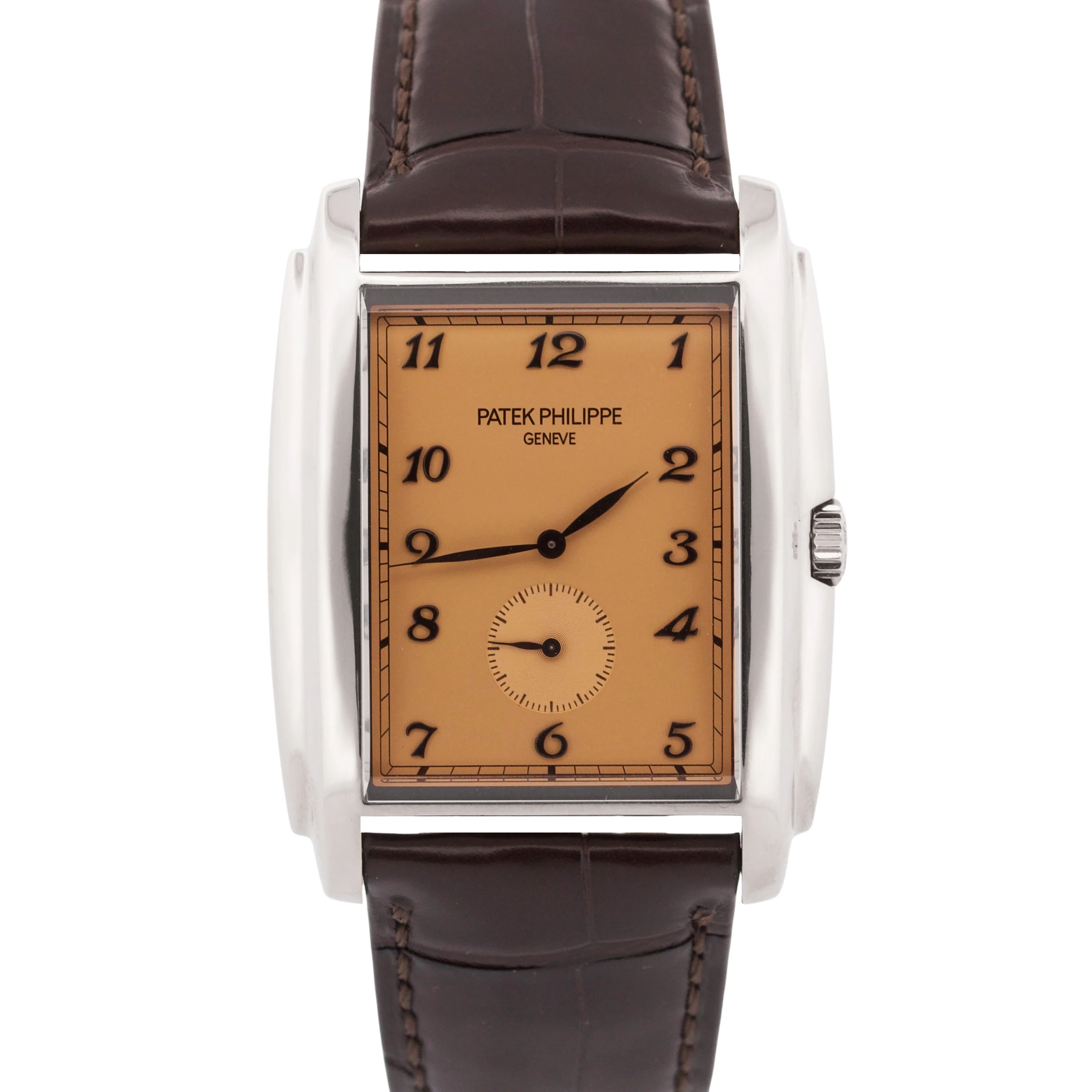 Patek Philippe Gondolo 18k White Gold SALMON Rose Arabic 30mmX43mm Leather 5124G