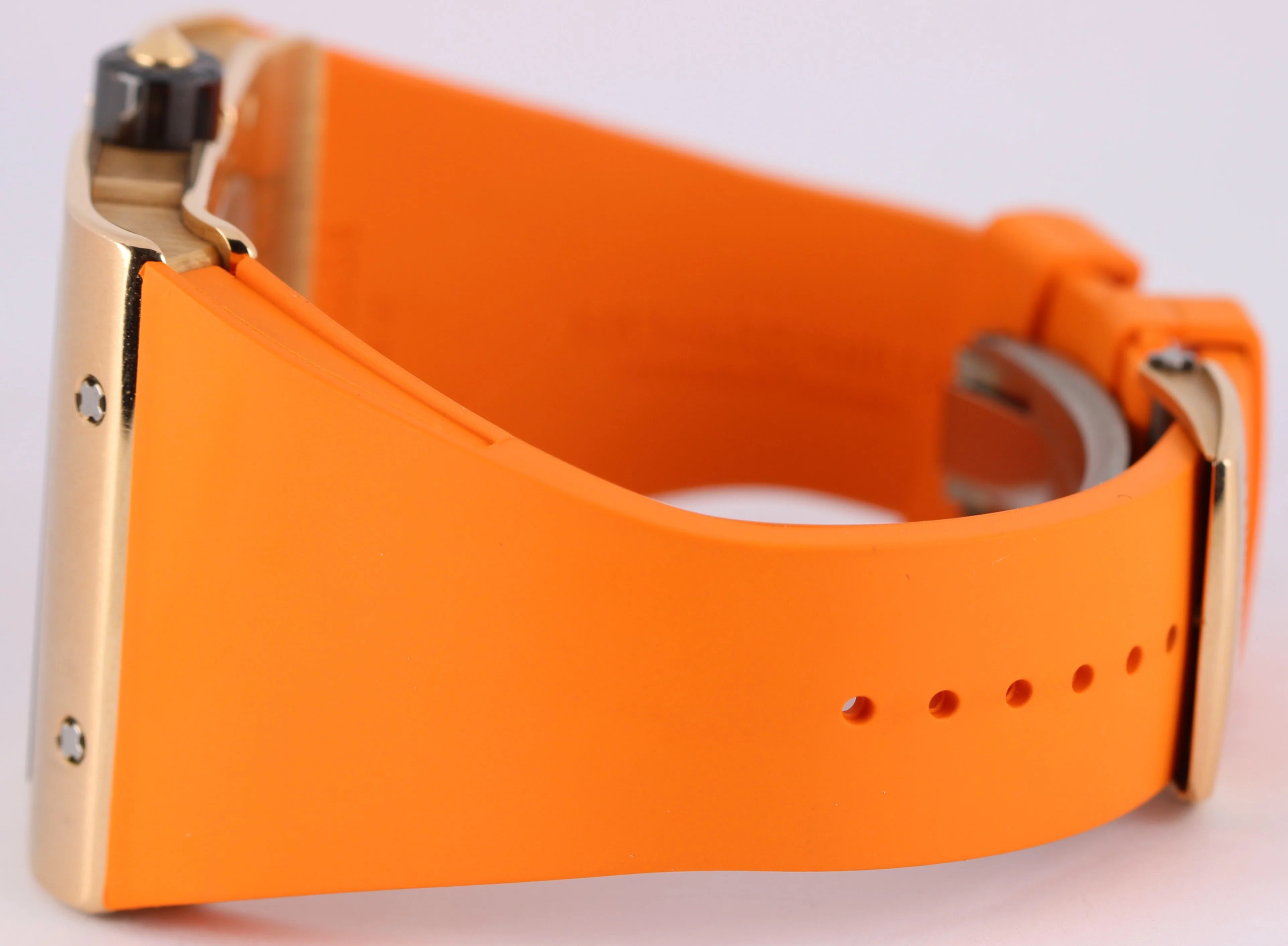 Richard Mille RM016 Extra Flat 18k Rose Gold Skeleton 38x49 Orange Rubber Watch - Image 7
