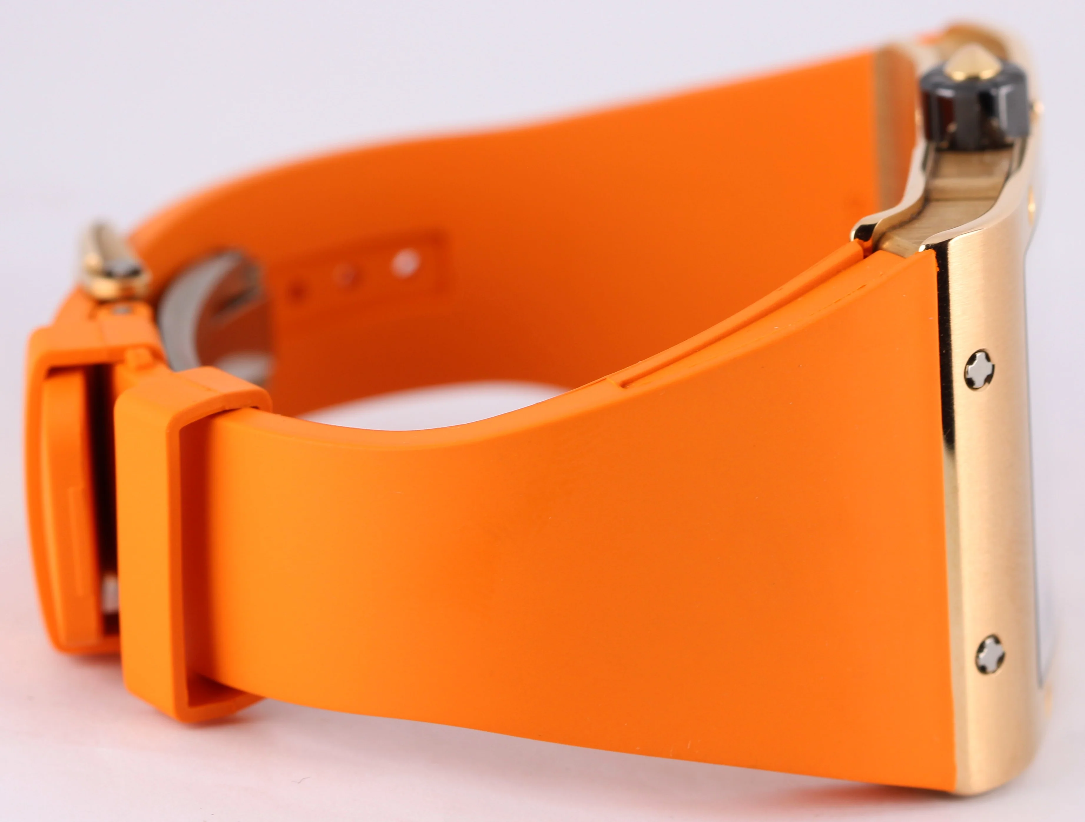 Richard Mille RM016 Extra Flat 18k Rose Gold Skeleton 38x49 Orange Rubber Watch - Image 8