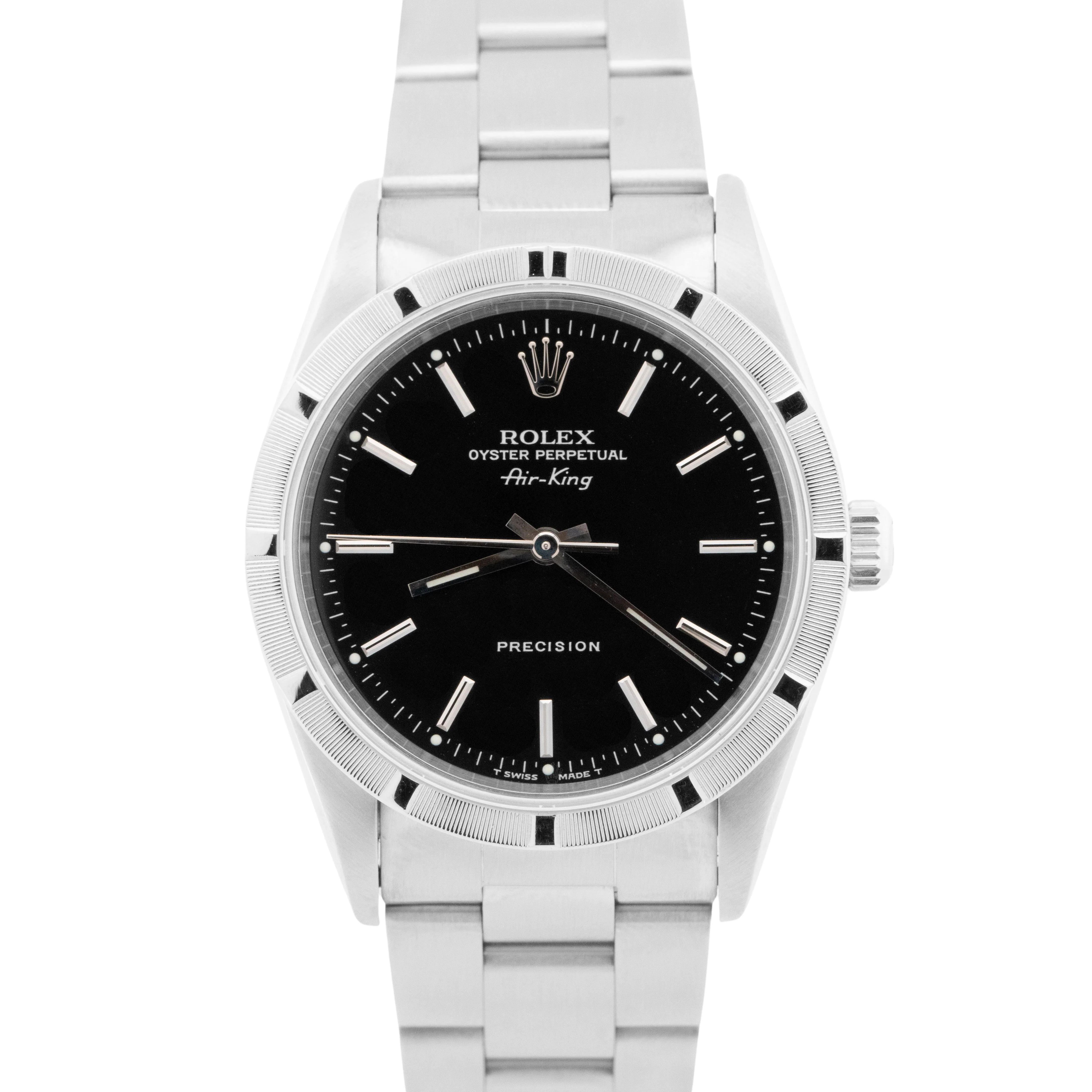 Rolex Air-King Precision Black Stainless Steel Oyster Automatic 34mm Watch 14000