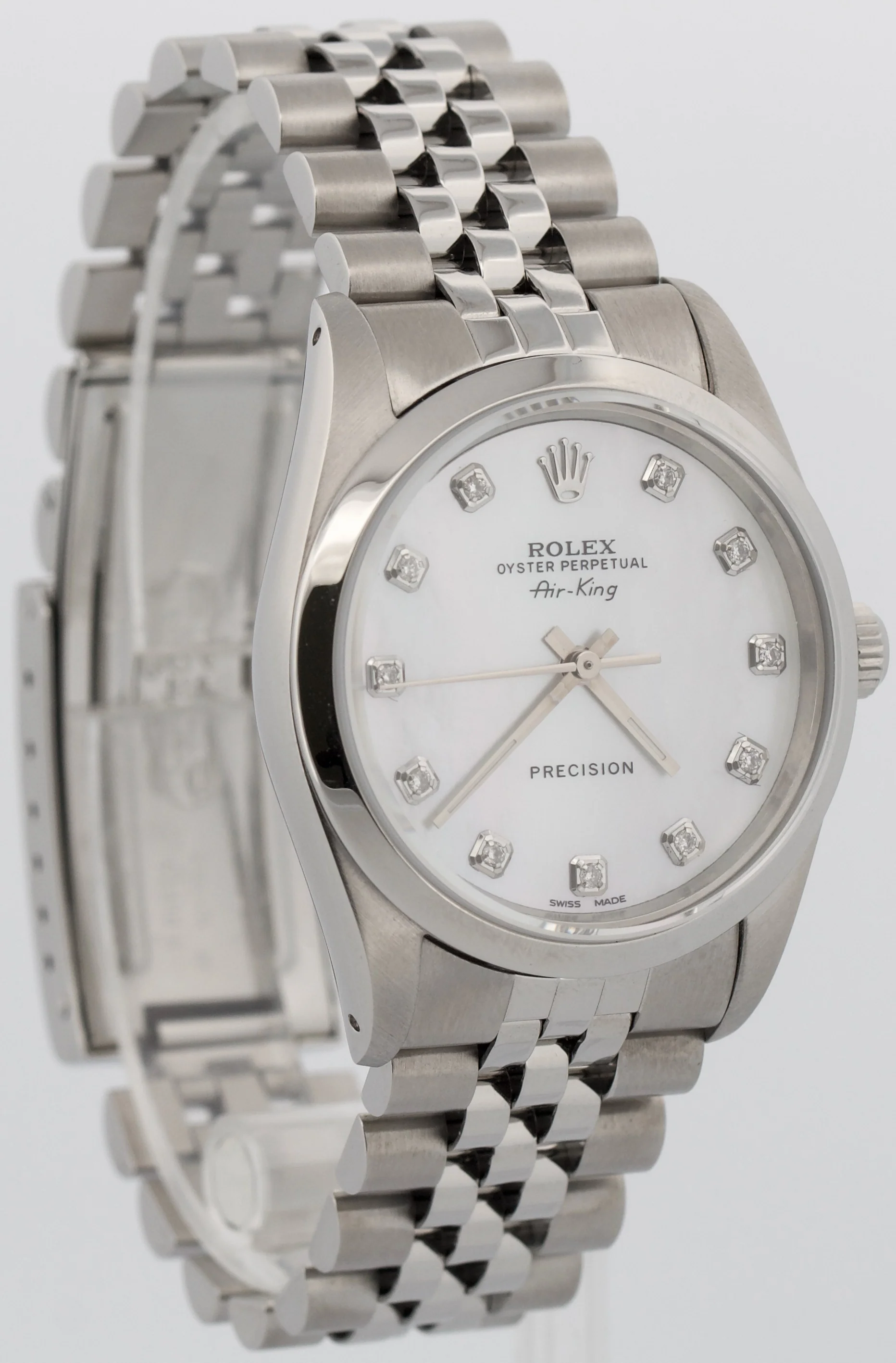 Rolex Air-King Precision MOP DIAMOND Stainless Steel 34mm JUBILEE Watch 14000 - Image 3