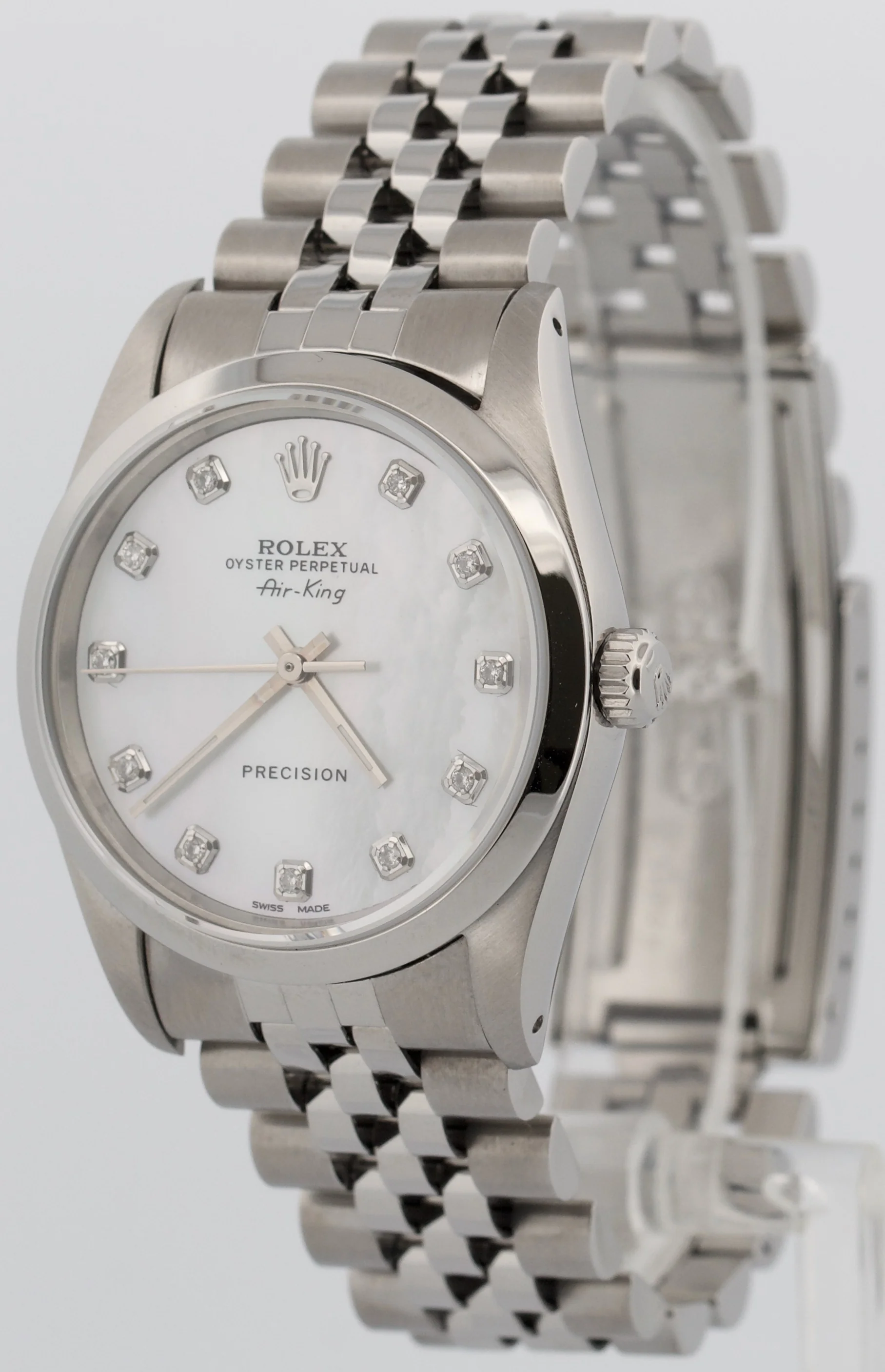 Rolex Air-King Precision MOP DIAMOND Stainless Steel 34mm JUBILEE Watch 14000 - Image 4