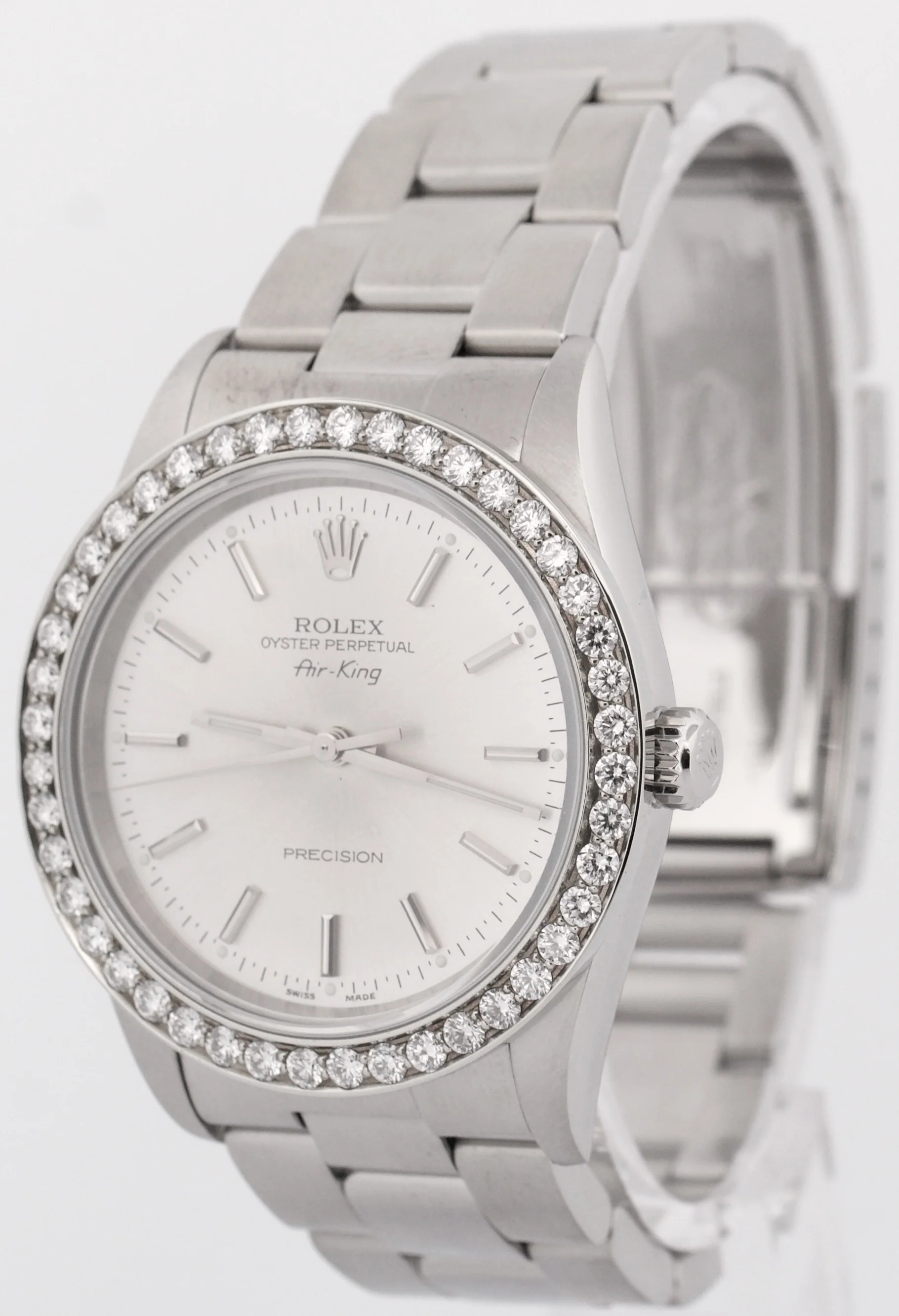Rolex Air-King Precision SILVER DIAMOND Stainless Steel 34mm Oyster Watch 14000M - Image 3