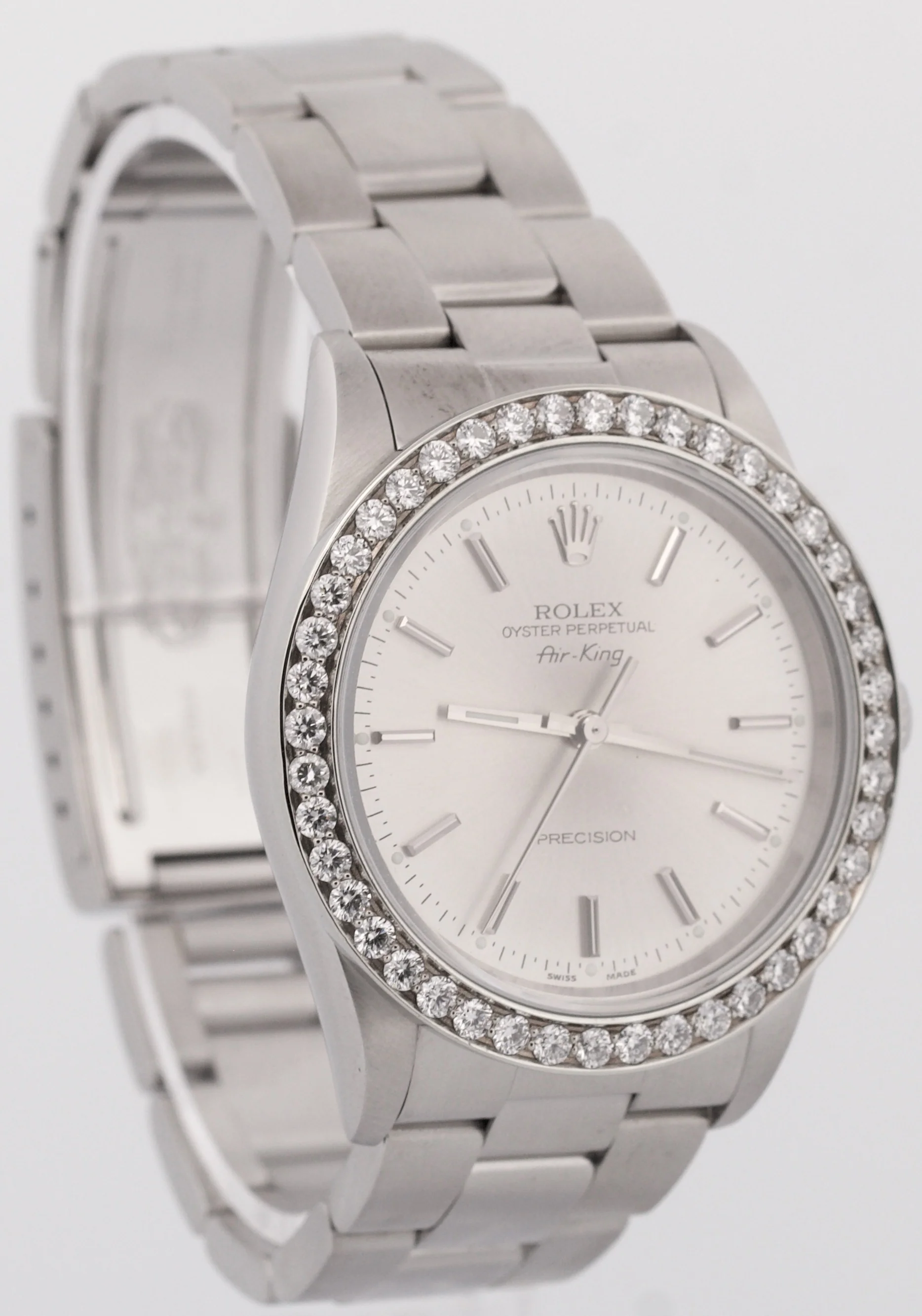 Rolex Air-King Precision SILVER DIAMOND Stainless Steel 34mm Oyster Watch 14000M - Image 4