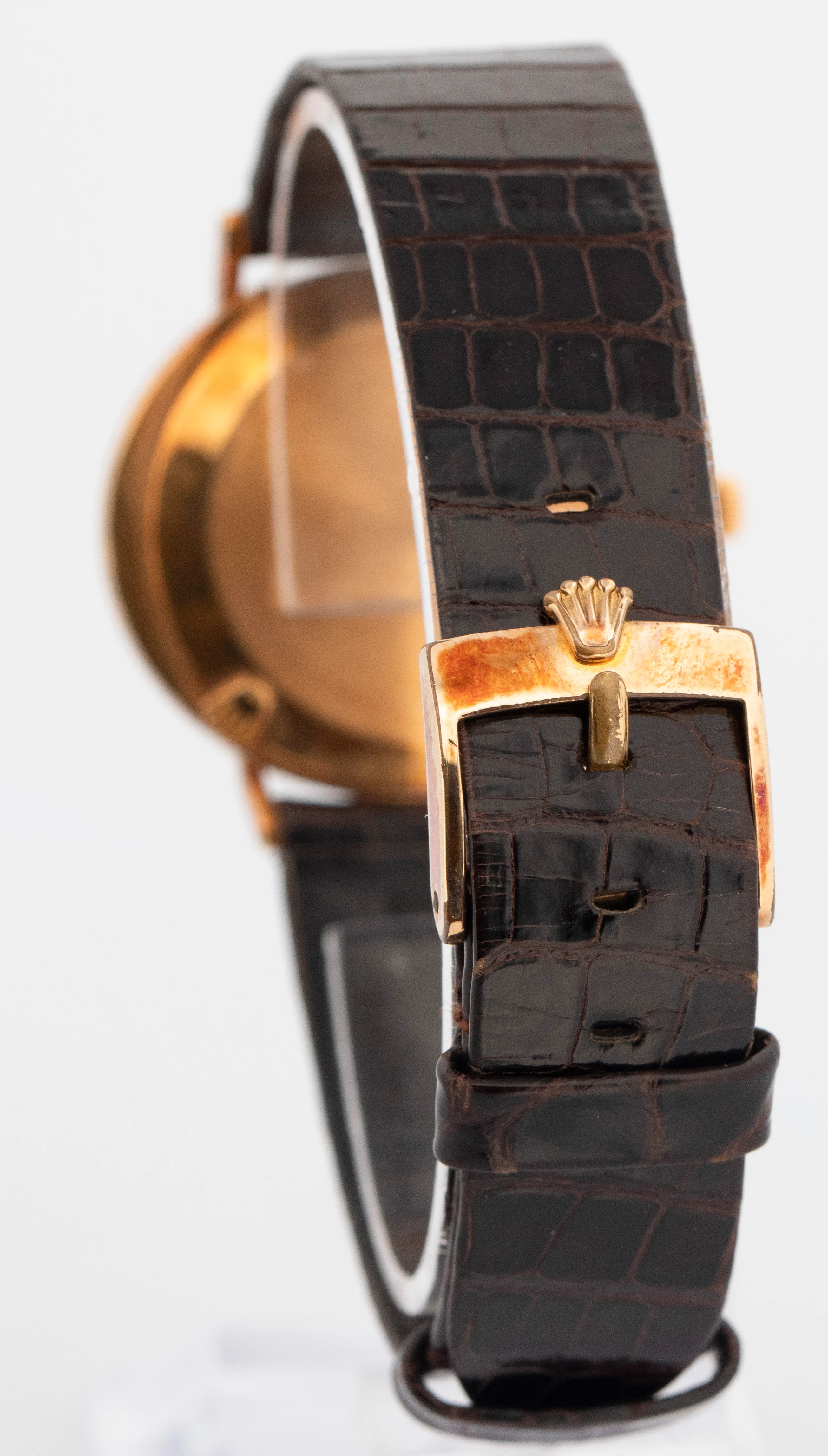 Rolex Cellini Champagne Bark 18K Yellow Gold Manual Leather 32mm Watch 3768 - Image 5