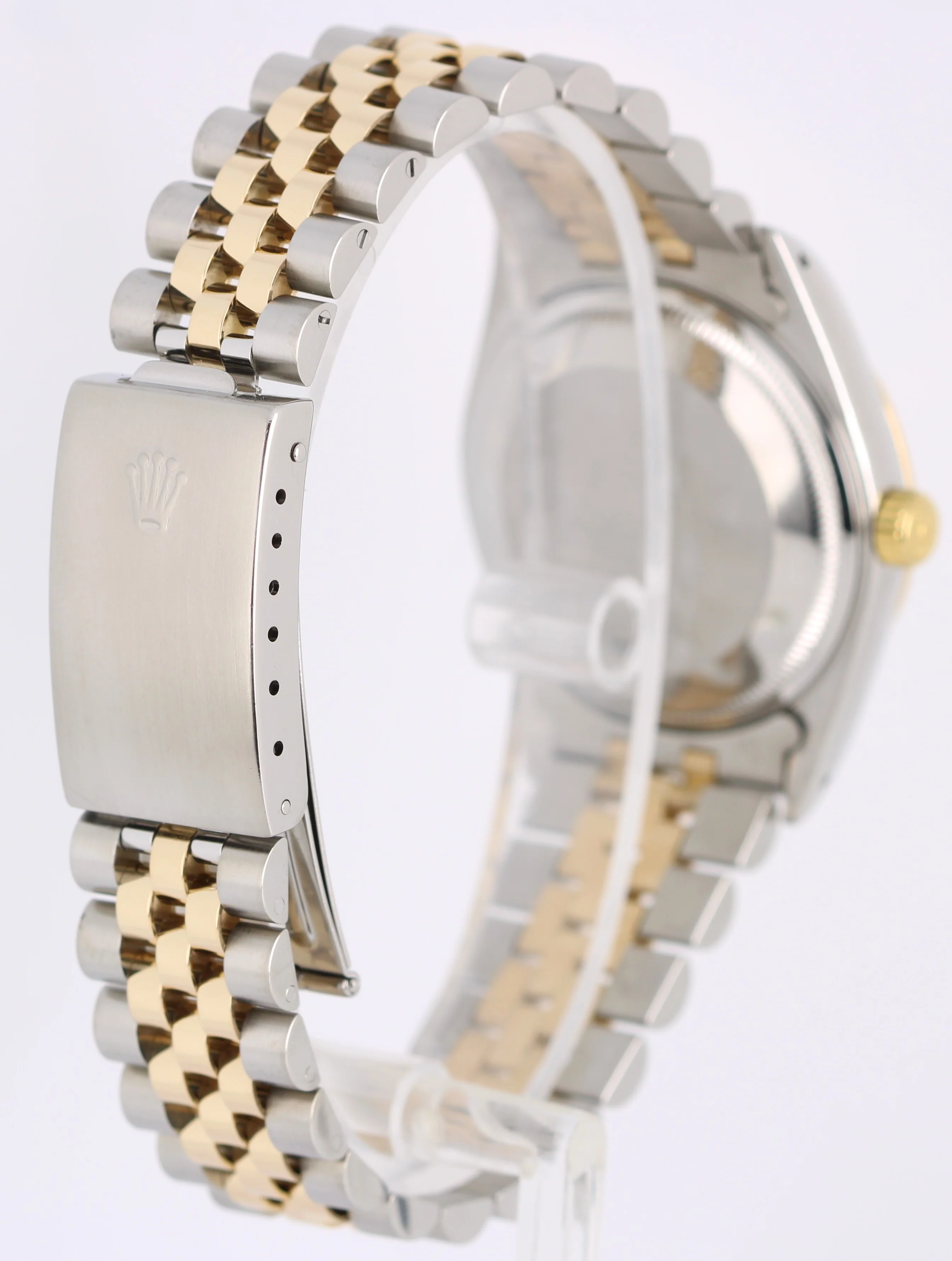 Rolex Date Two-Tone 18k Yellow Gold Steel White Roman 34mm 15223 Jubilee Watch - Image 5