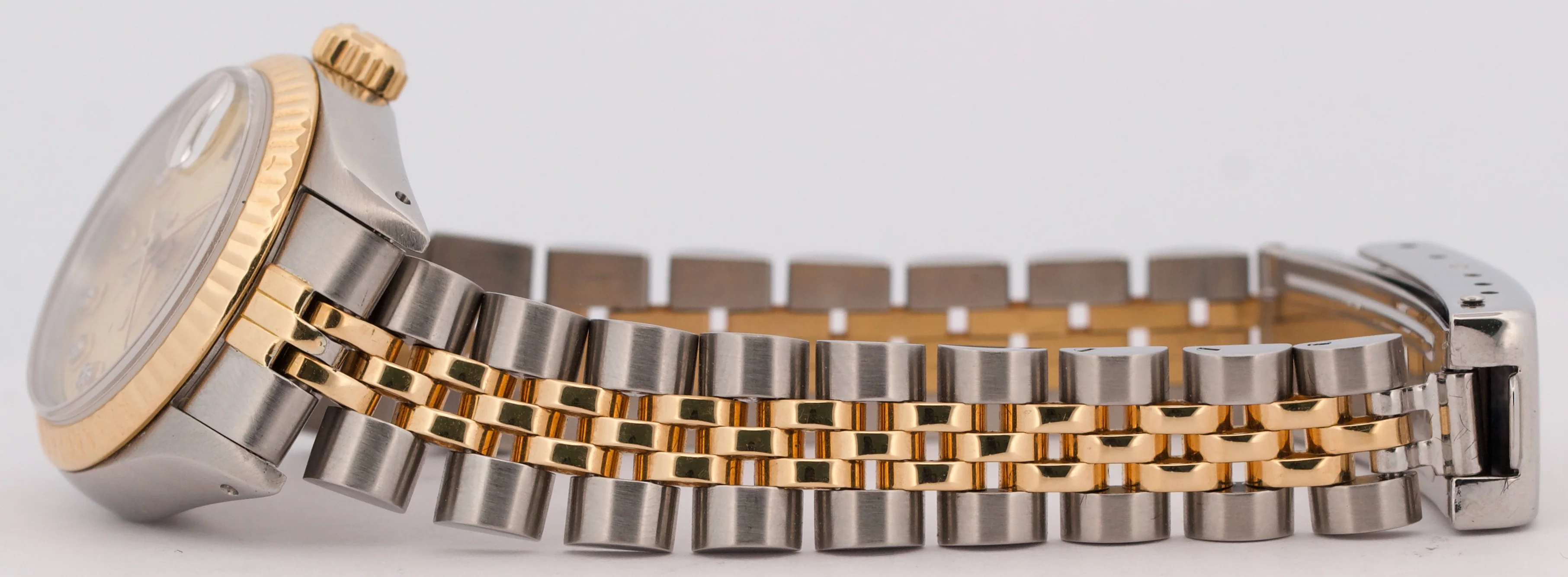 Rolex DateJust 26mm CHAMPAGNE DIAMOND 18K Yellow Gold Steel Fluted JUBILEE 69173 - Image 7