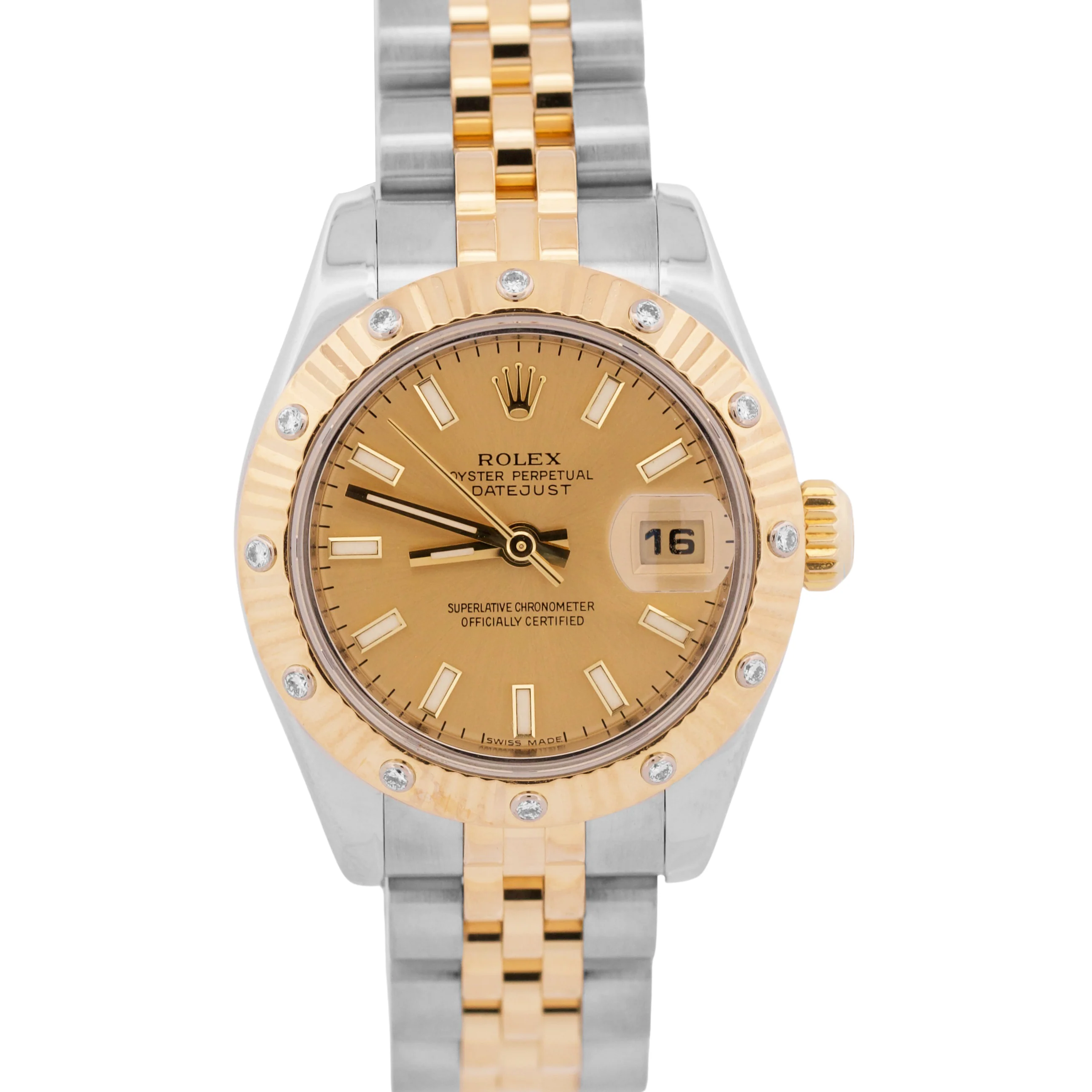 Rolex DateJust 26mm FACTORY DIAMOND CHAMPAGNE 179313 18K Gold SUPER JUBILEE