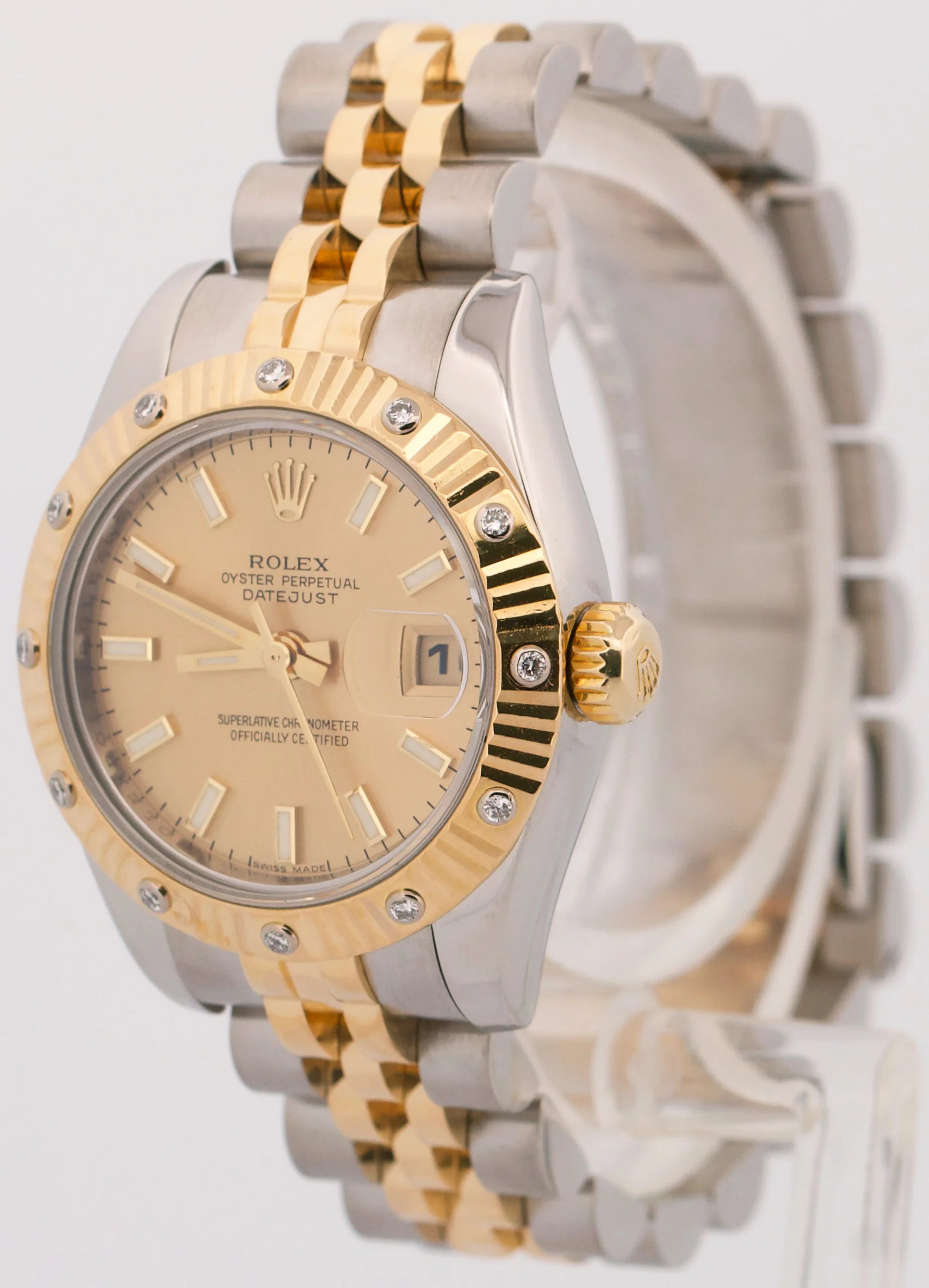Rolex DateJust 26mm FACTORY DIAMOND CHAMPAGNE 179313 18K Gold SUPER JUBILEE - Image 3