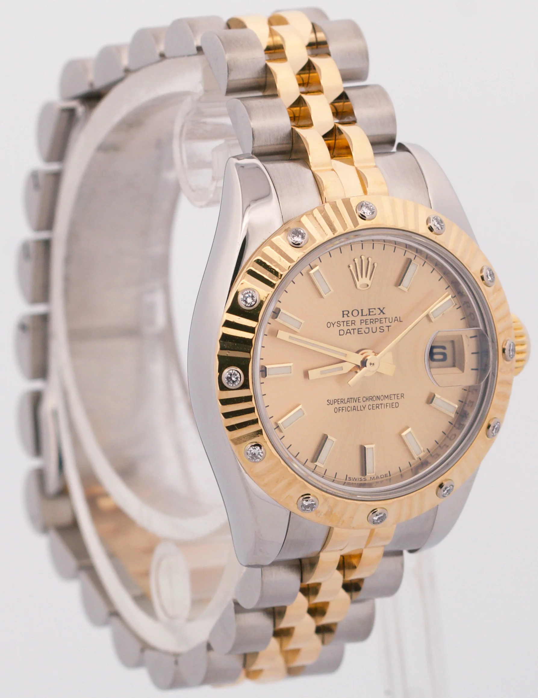 Rolex DateJust 26mm FACTORY DIAMOND CHAMPAGNE 179313 18K Gold SUPER JUBILEE - Image 4