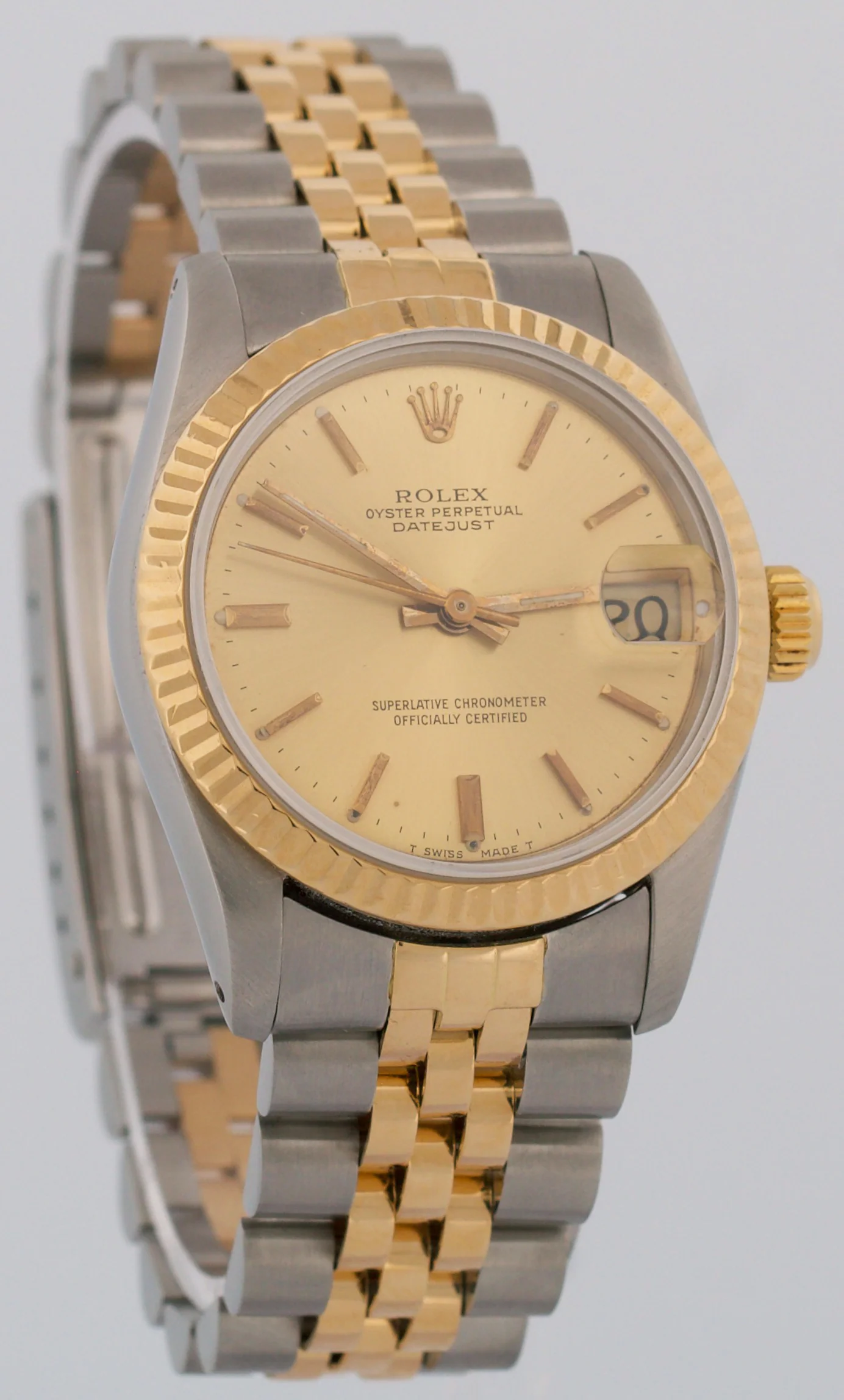 Rolex DateJust 31mm Midsize Two-Tone CHAMPAGNE 18K Yellow Gold Fluted 68273 - Image 4