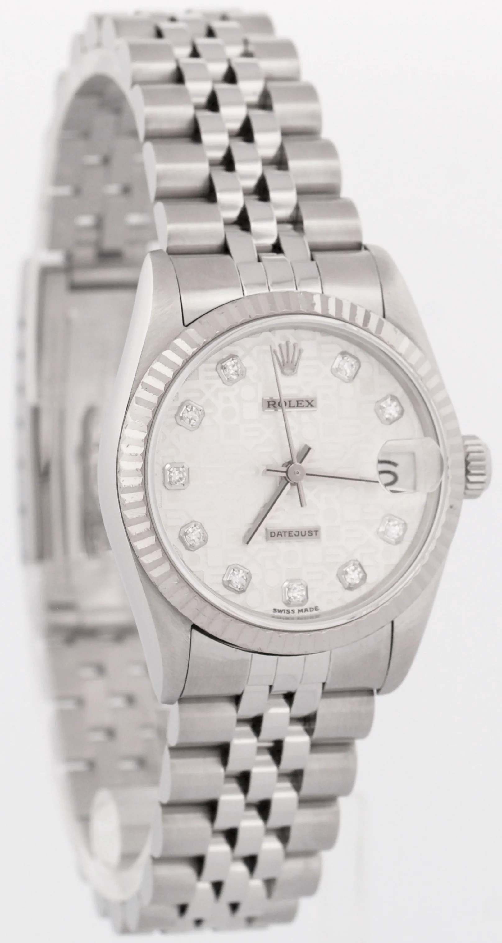 Rolex DateJust 31mm SILVER JUBILEE DIAMOND Steel Midsize 18K Fluted Watch 68274 - Image 4
