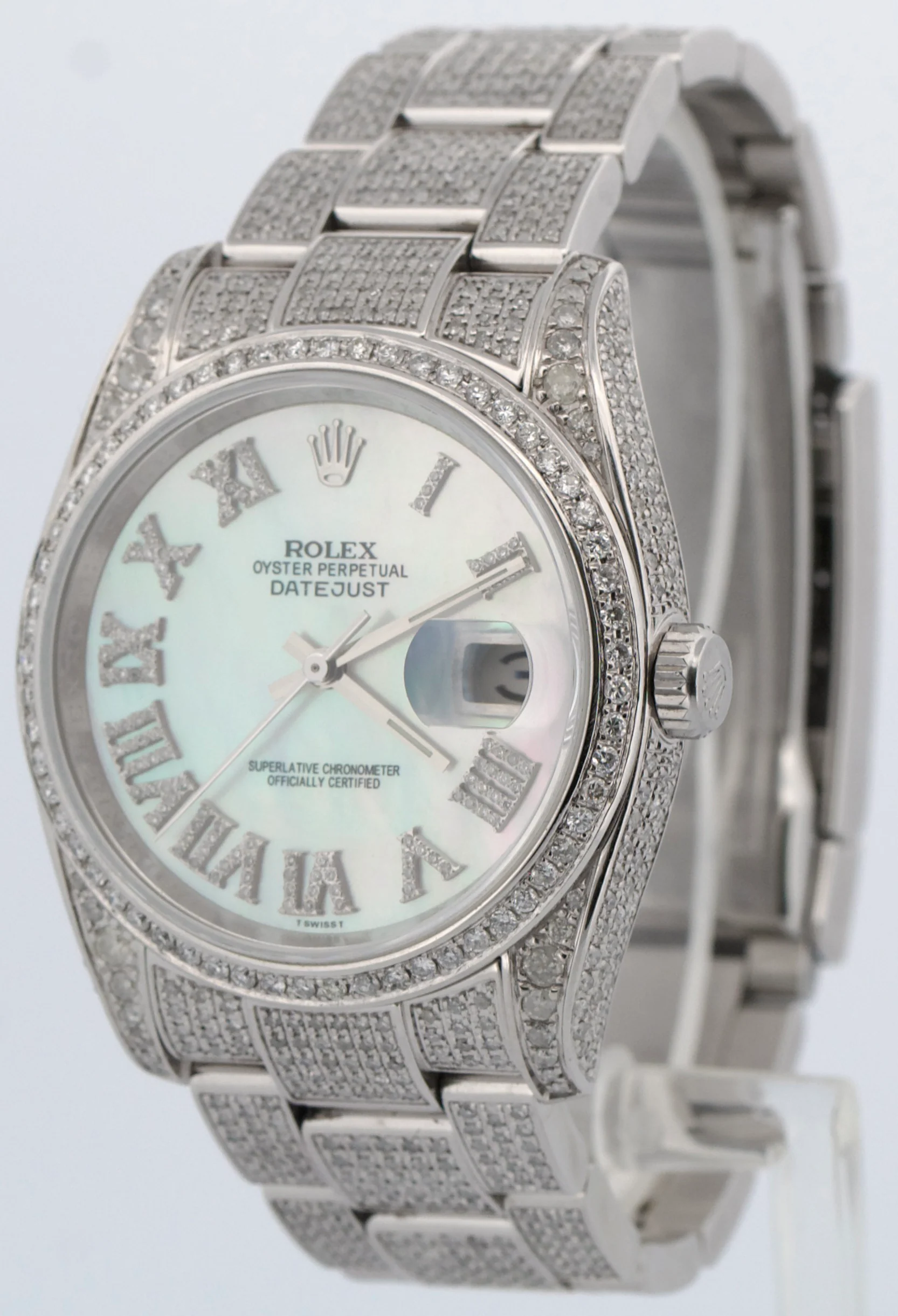 Rolex DateJust 36 PAVE MOP DIAMOND ROMAN Stainless Oyster 36mm Watch 116200 - Image 3