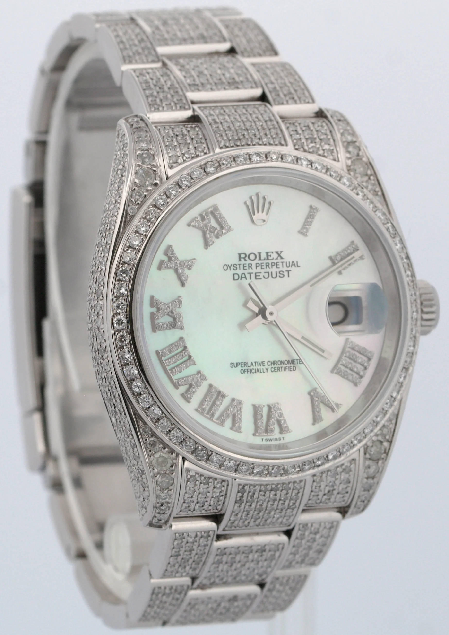 Rolex DateJust 36 PAVE MOP DIAMOND ROMAN Stainless Oyster 36mm Watch 116200 - Image 4