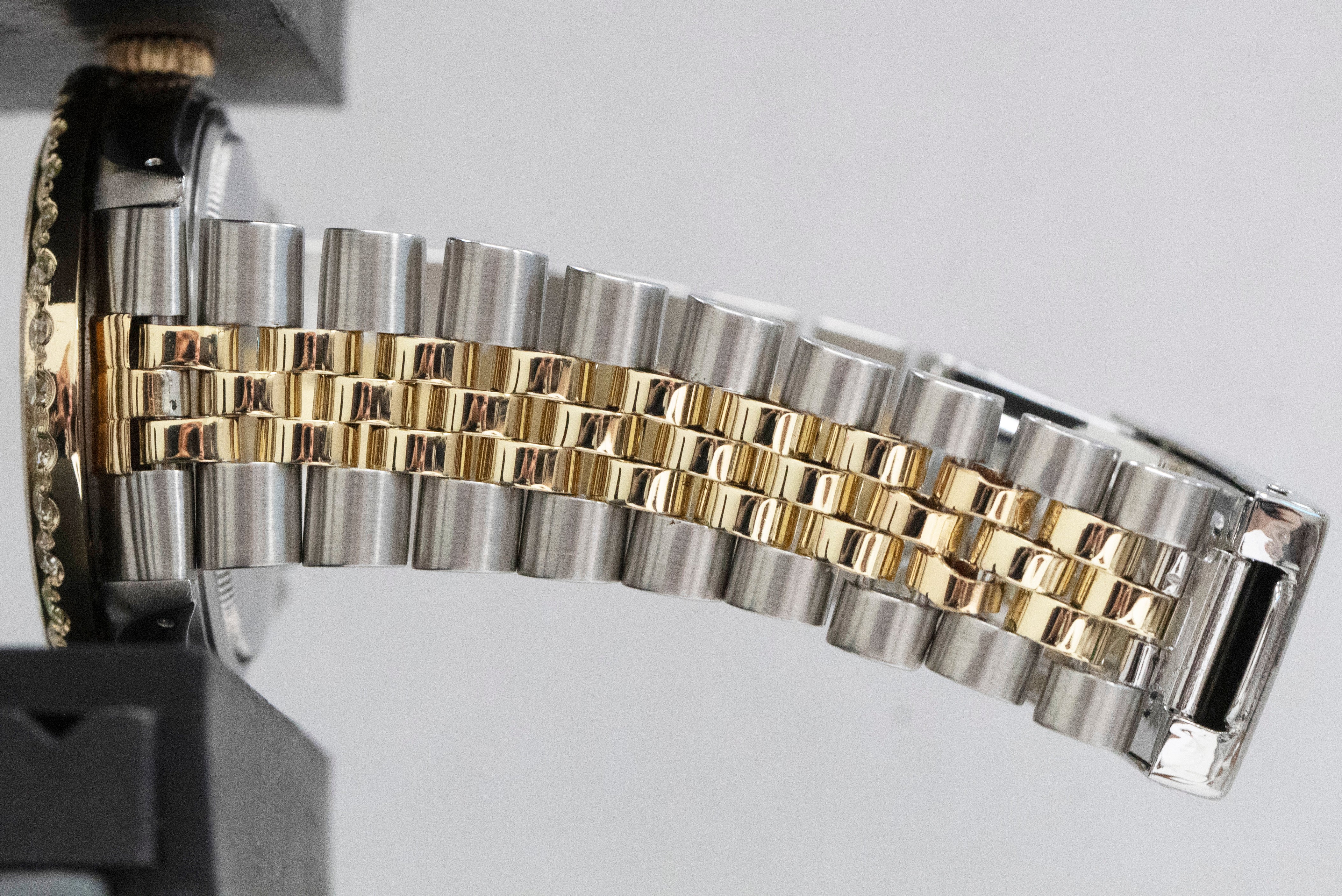 Rolex DateJust 36mm Black DIAMOND 18K Yellow Gold Two-Tone Steel Watch 16013 - Image 10