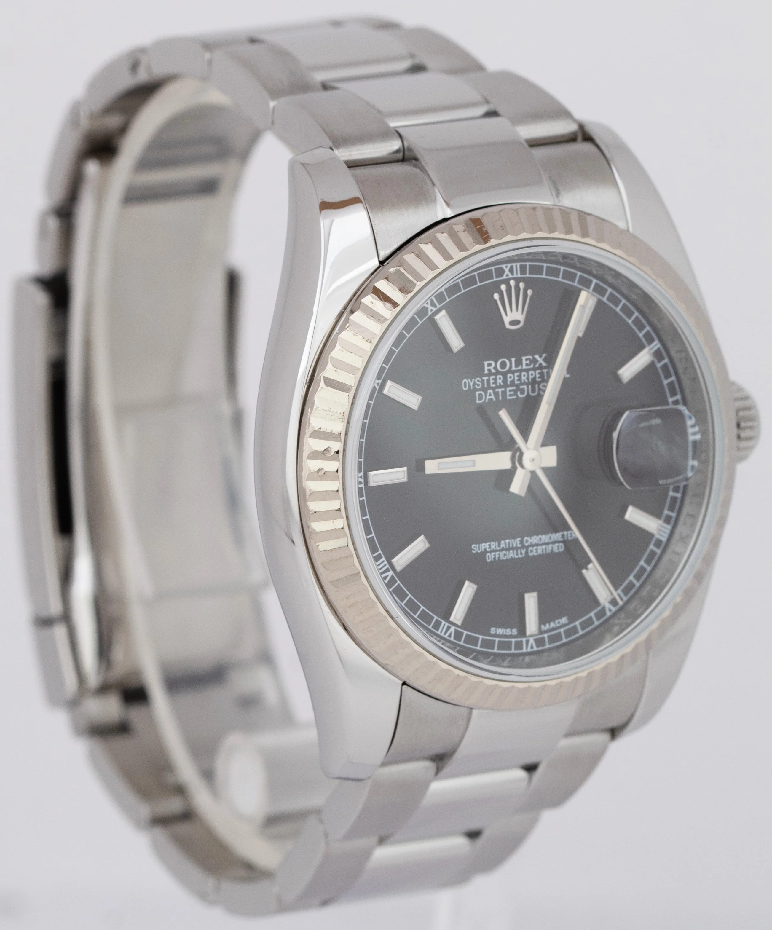 Rolex DateJust 36mm Black Red Roulette Stainless Steel White Gold Watch 116234 - Image 3