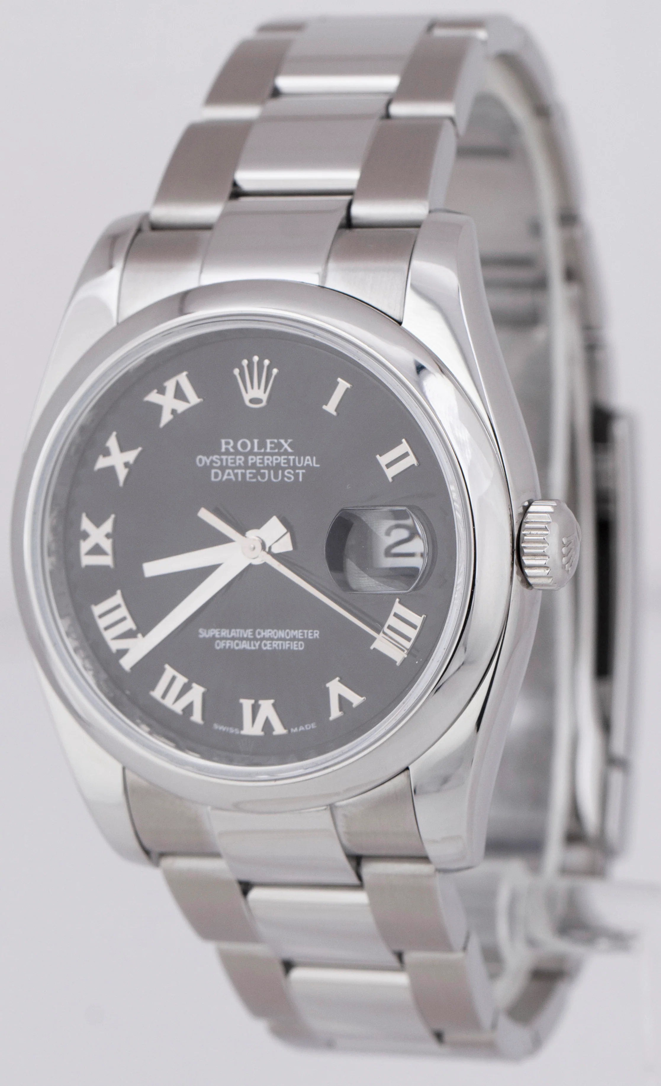 Rolex DateJust 36mm BLACK SUNBEAM ROMAN Stainless Steel Oyster Watch 116200 - Image 3