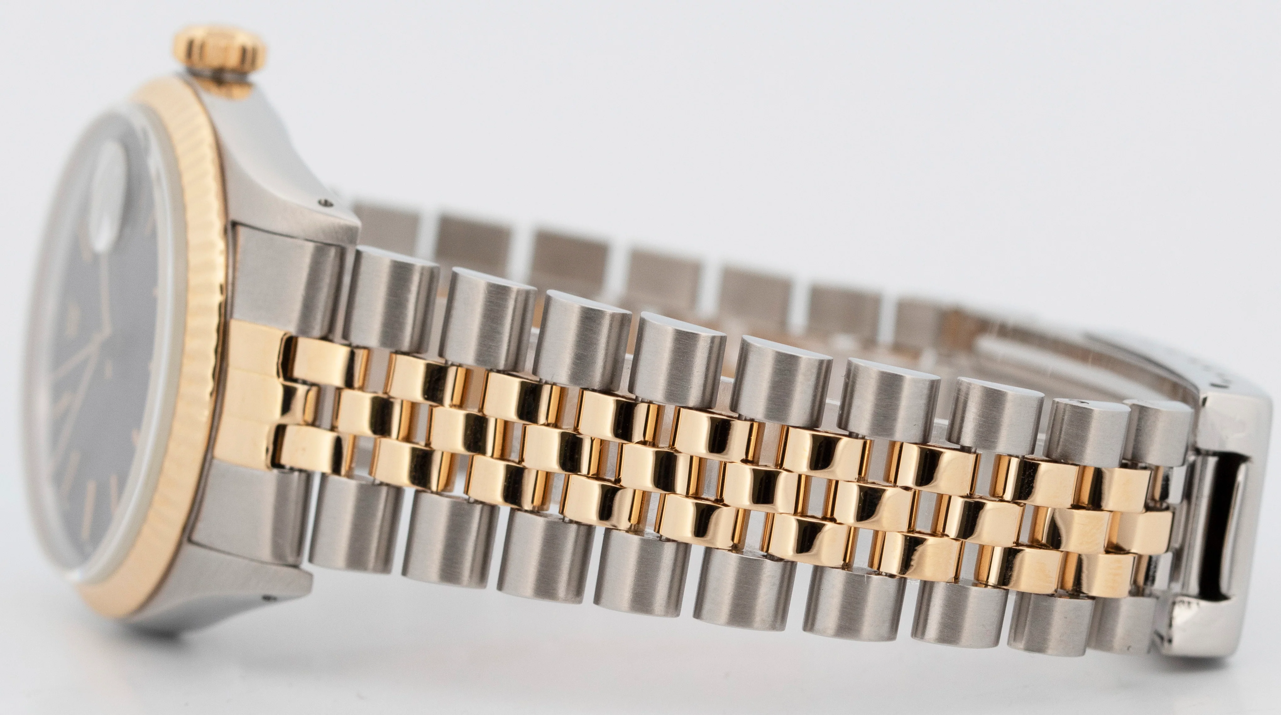 Rolex DateJust 36mm Black Tapestry Two-Tone Jubilee 18K Yellow Gold Watch 16013 - Image 6