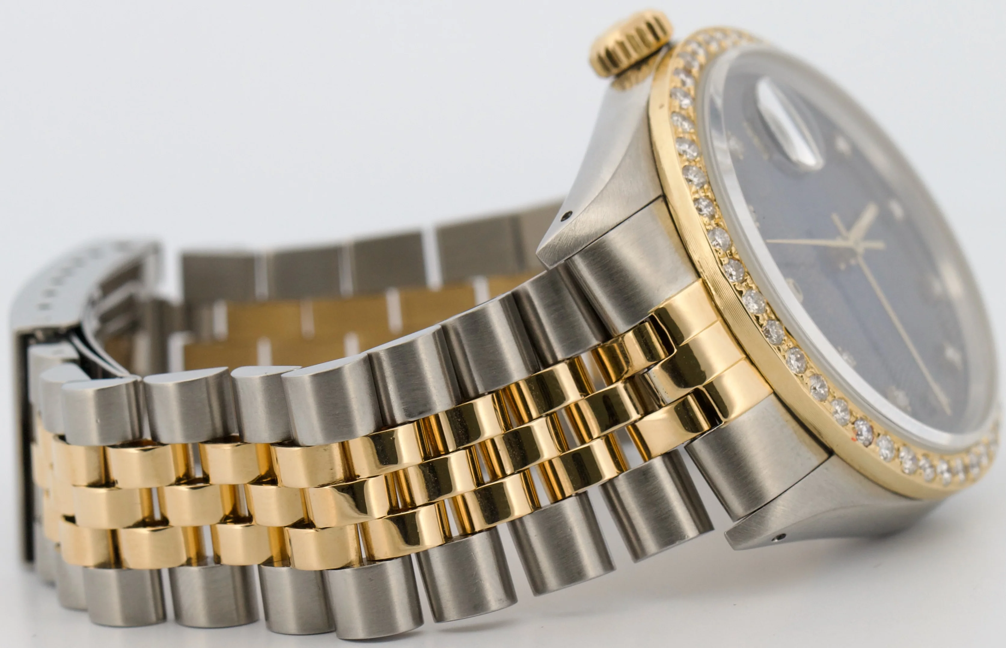 Rolex DateJust 36mm BLUE VIGNETTE DIAMOND 18K Gold Steel JUBILEE Watch 16013 - Image 8