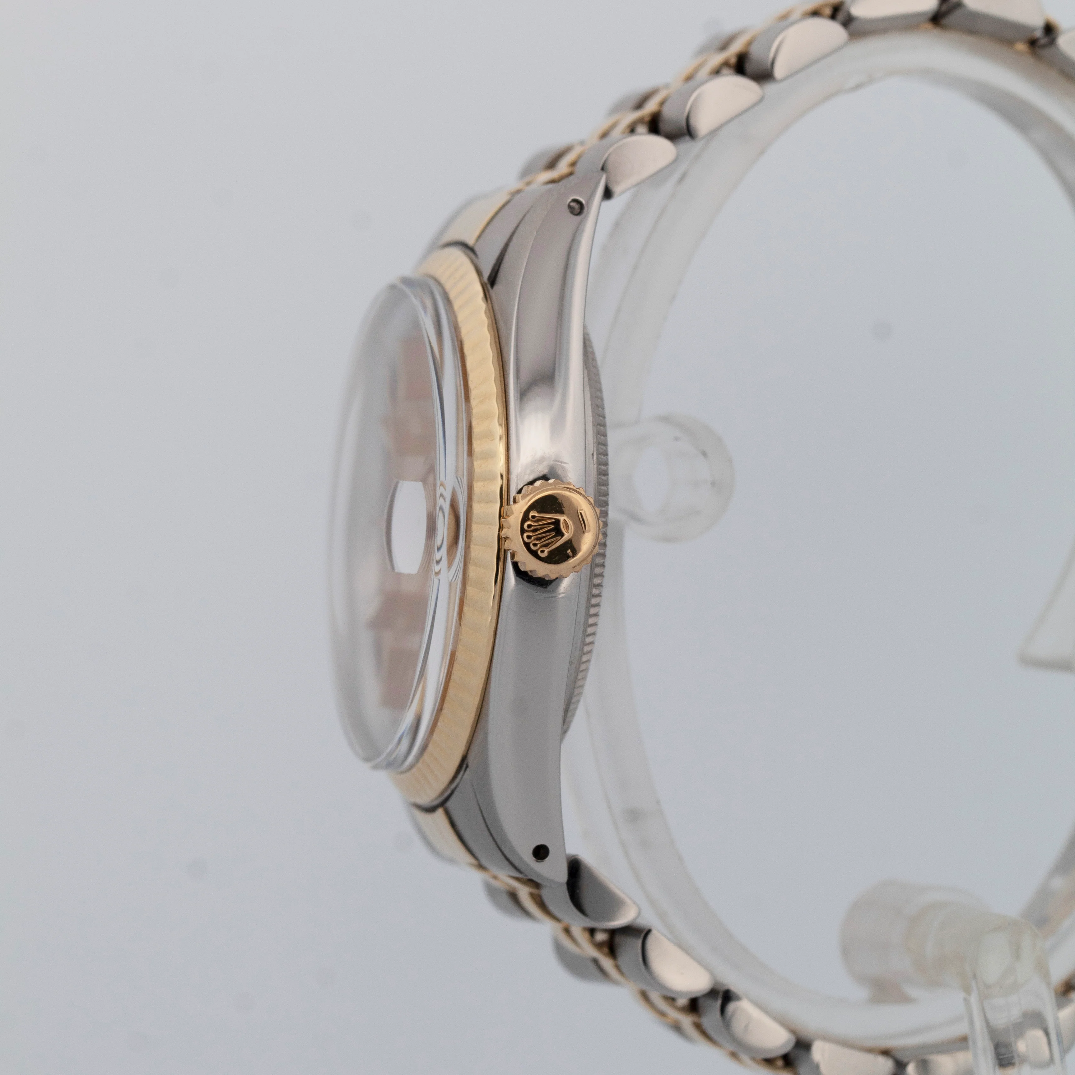 Rolex DateJust 36mm Champagne LINEN Two-Tone 14K Yellow Gold Steel Watch 16013 - Image 3