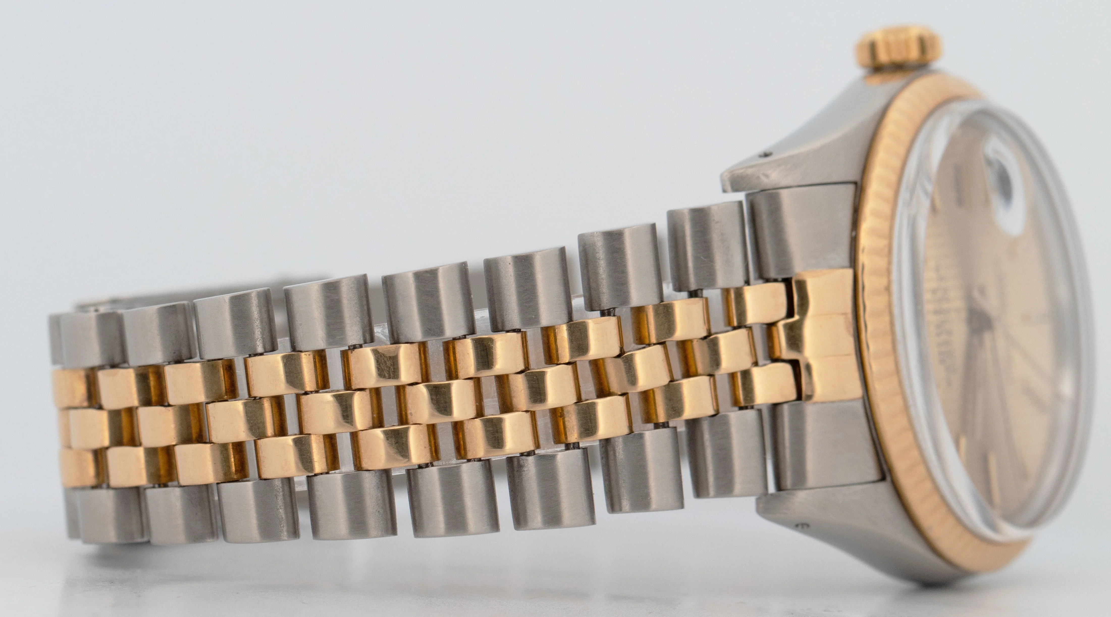 1985 Rolex DateJust 36mm Champagne Tapestry Jubilee Gold Two-Tone Watch 16013 - Image 7