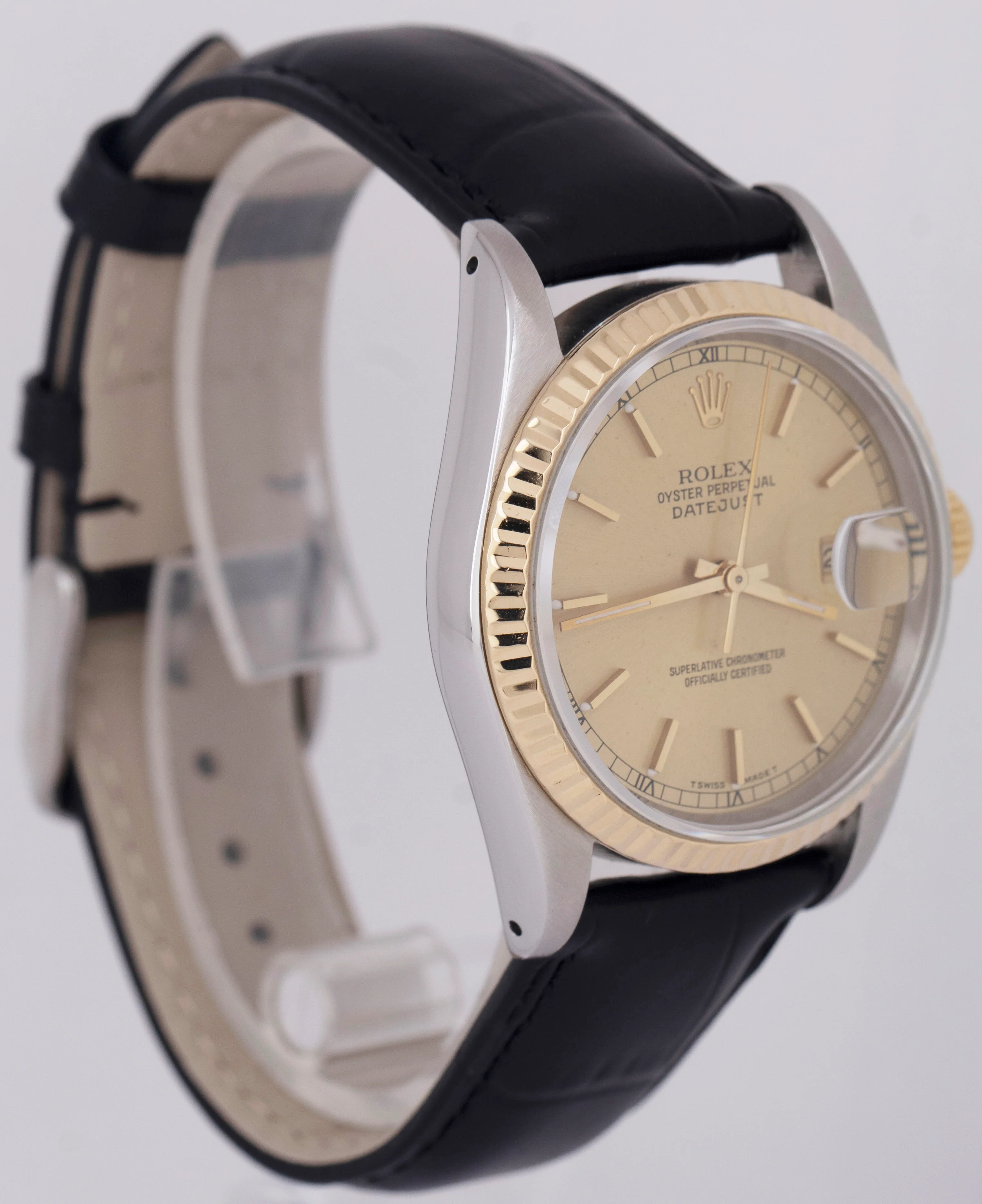 Rolex DateJust 36mm Champagne Two-Tone 18K Gold Stainless Steel Watch 16233 - Image 4