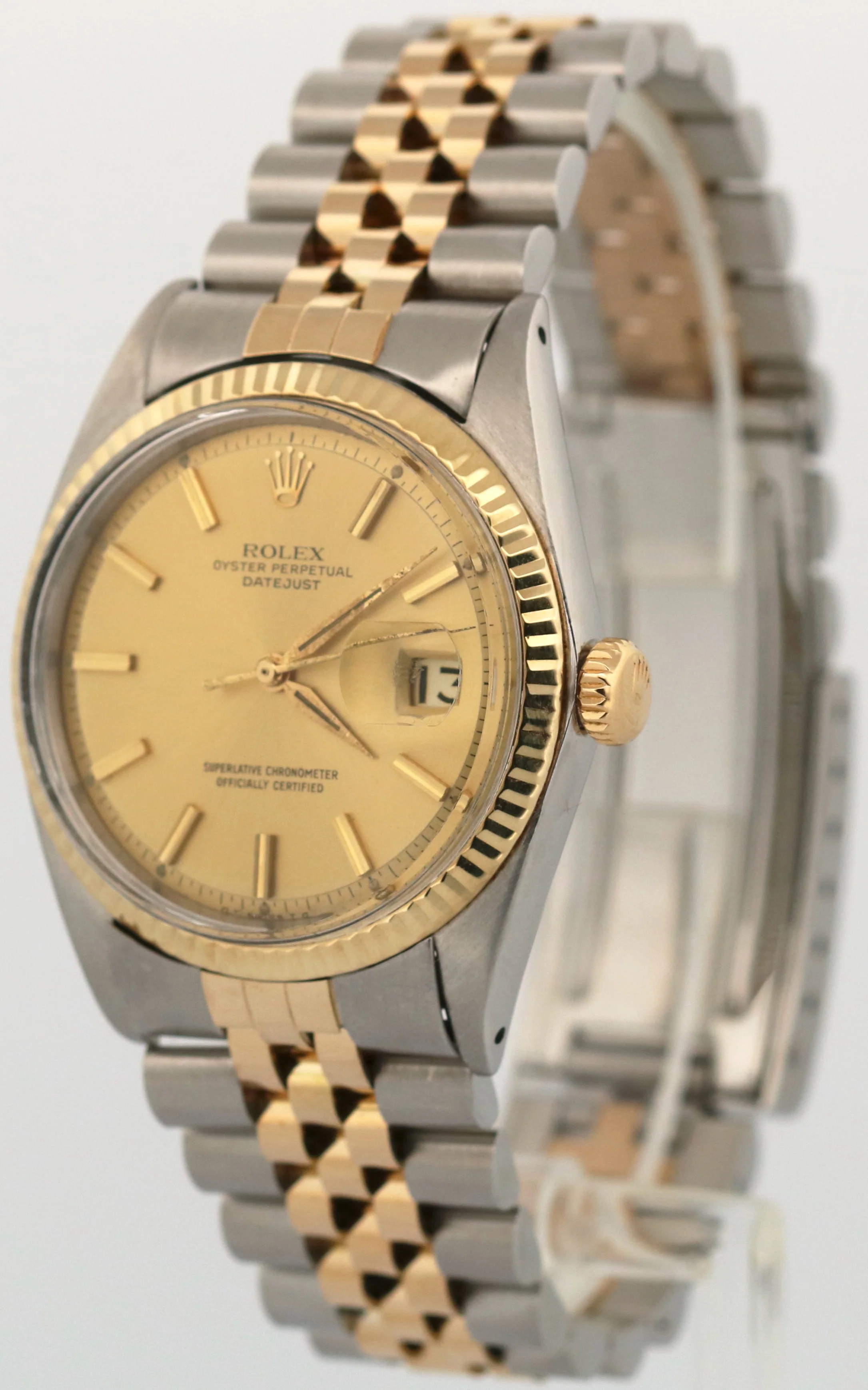 Rolex DateJust 36mm CHAMPAGNE Two-Tone 18K Yellow Gold Steel JUBILEE Watch 1601 - Image 3