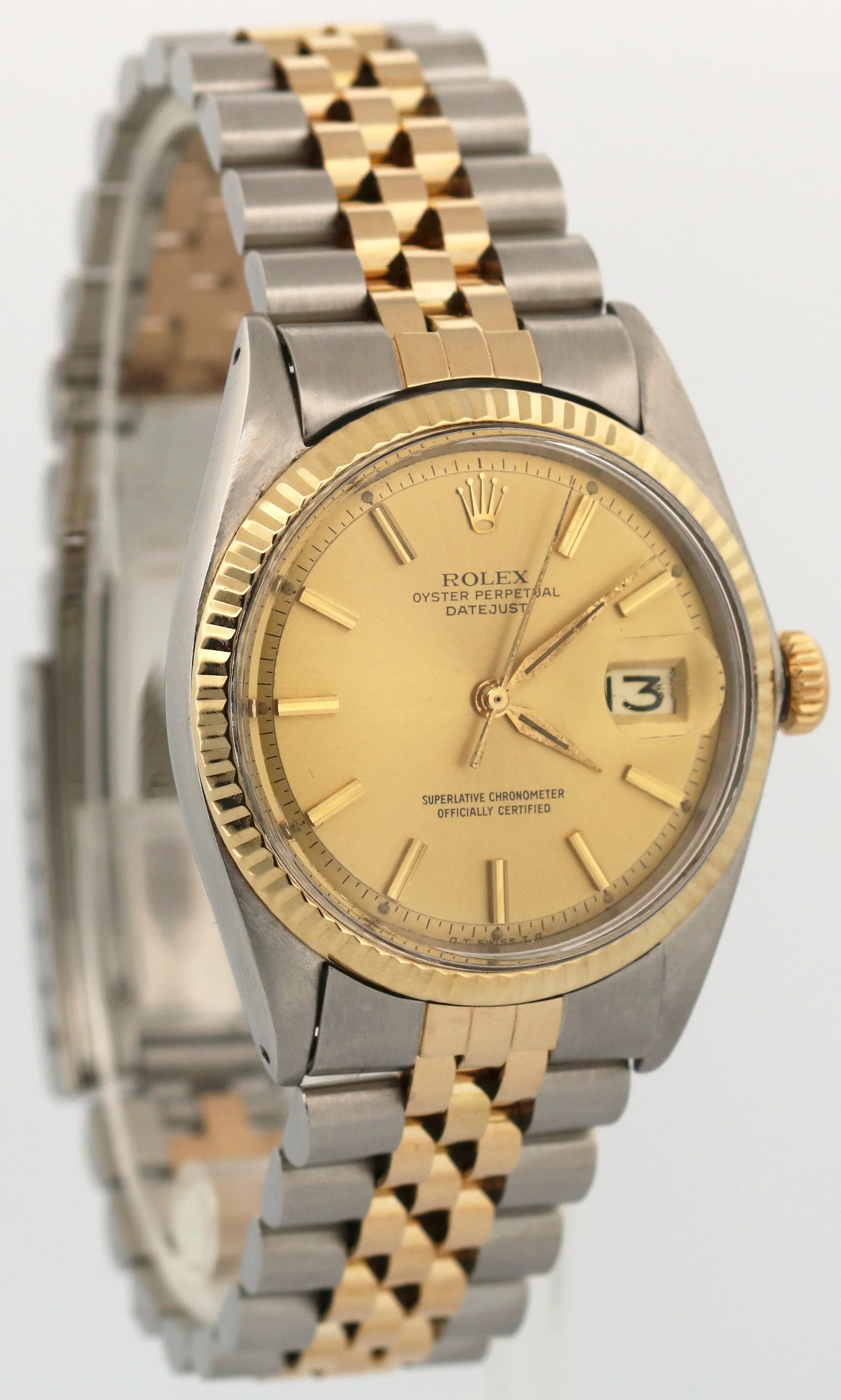 Rolex DateJust 36mm CHAMPAGNE Two-Tone 18K Yellow Gold Steel JUBILEE Watch 1601 - Image 4
