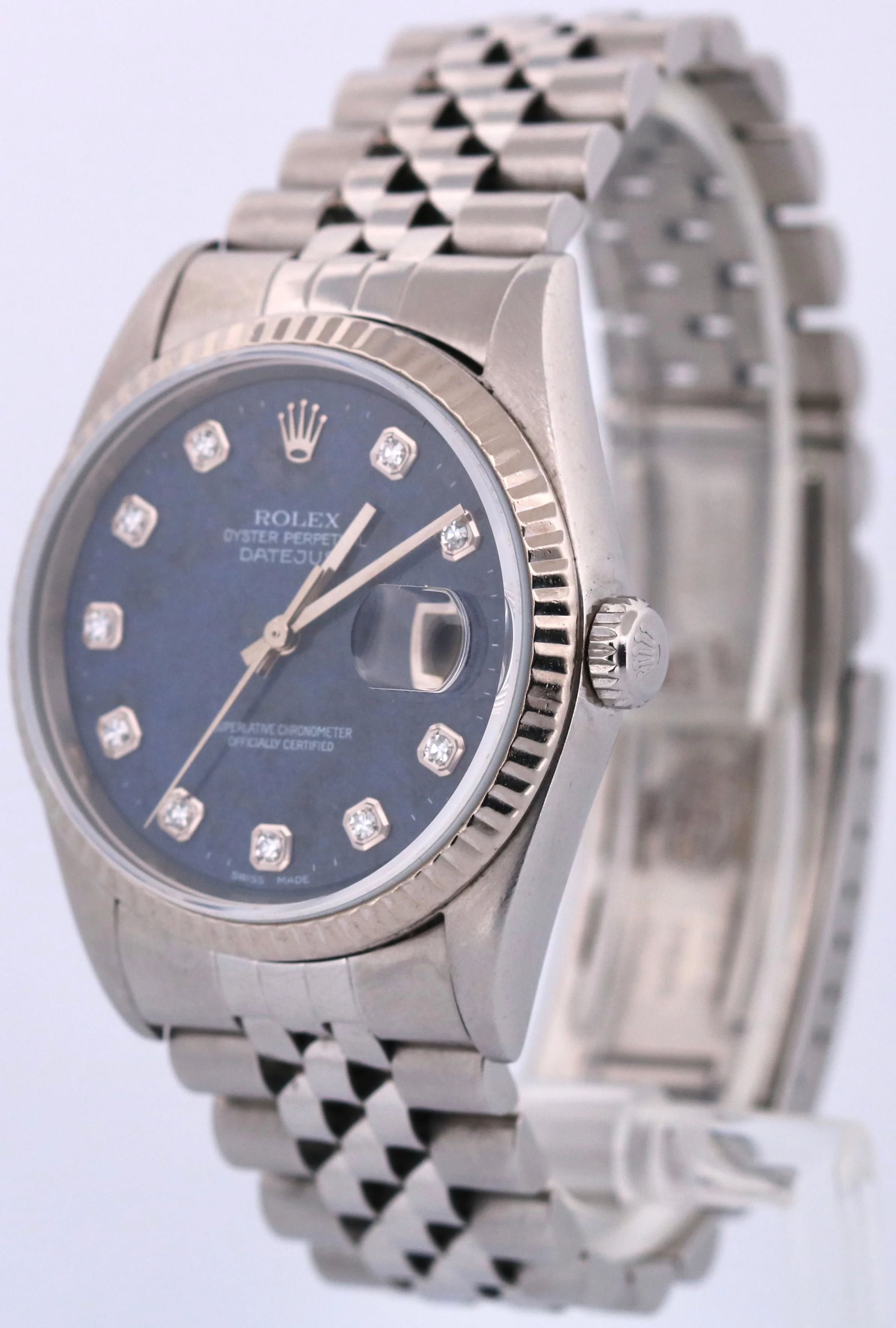 Rolex DateJust 36mm FACTORY SODALITE DIAMOND Blue 18K Gold Steel JUBILEE 16234 - Image 3