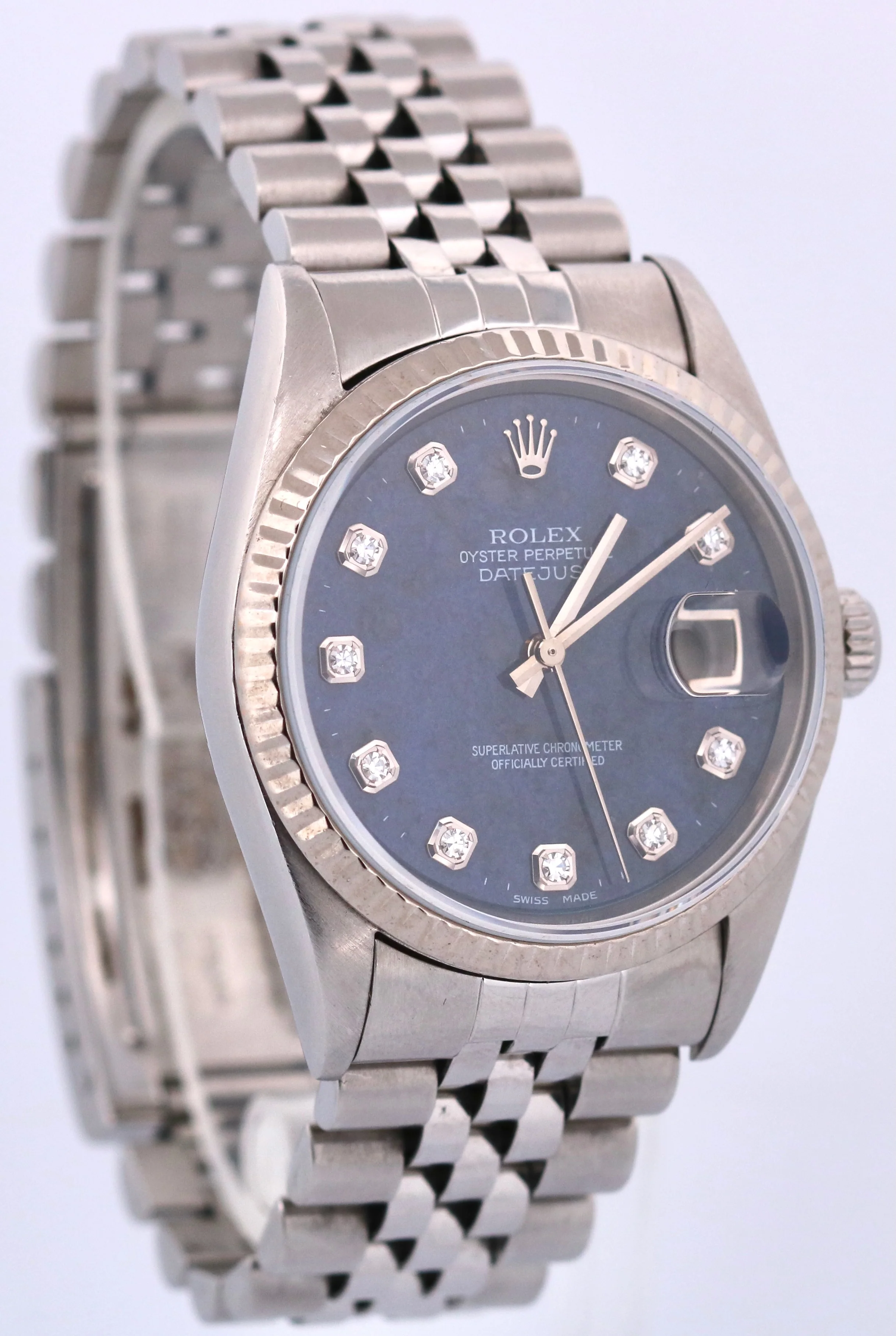 Rolex DateJust 36mm FACTORY SODALITE DIAMOND Blue 18K Gold Steel JUBILEE 16234 - Image 4