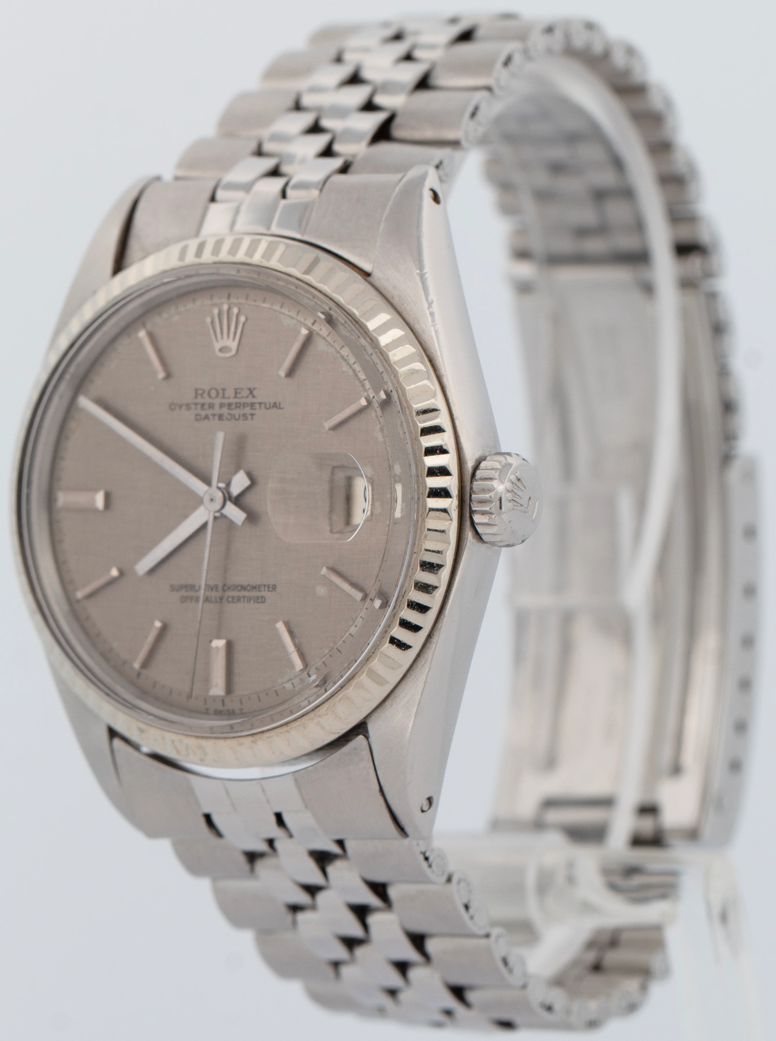 Rolex DateJust 36mm Gray Linen Pie-Pan Dial Automatic Stainless Steel Watch 1601 - Image 2