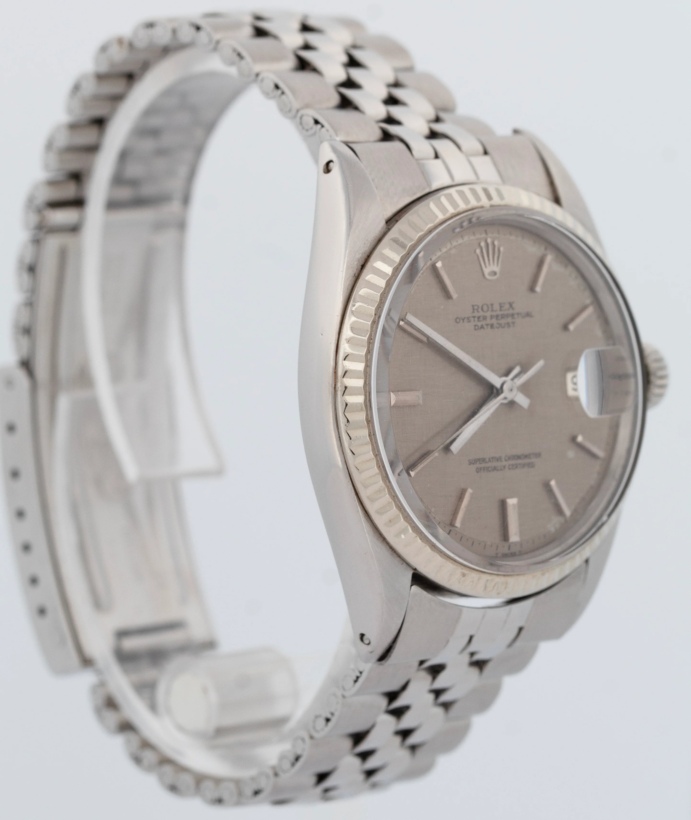 Rolex DateJust 36mm Gray Linen Pie-Pan Dial Automatic Stainless Steel Watch 1601 - Image 3
