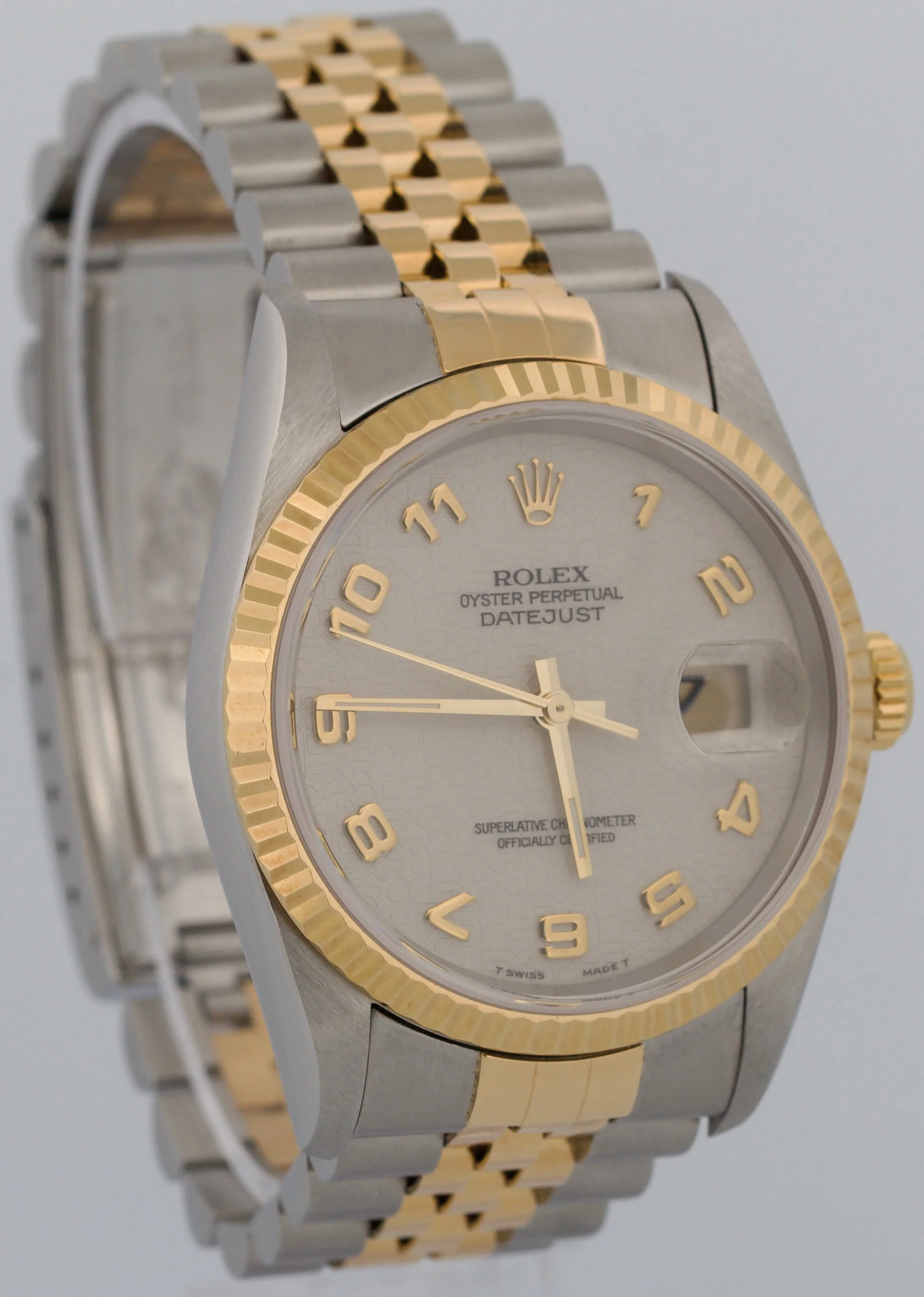 UNPOLISHED Rolex DateJust 36mm IVORY ARABIC ANNIVERSARY 18K JUBILEE Steel 16233 - Image 4
