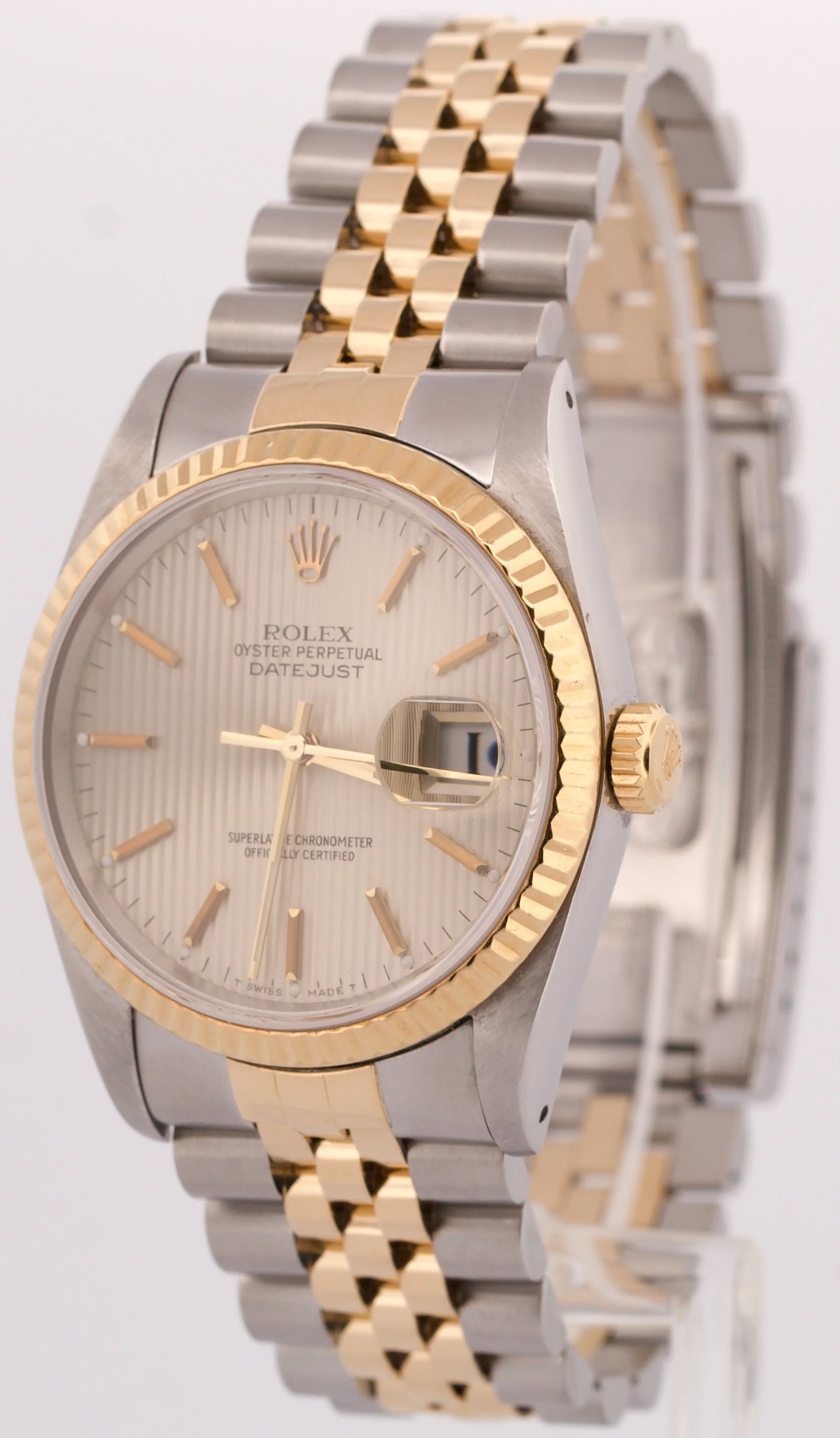 Rolex DateJust 36mm IVORY TAPESTRY Two-Tone 18K Gold Steel JUBILEE Watch 16233 - Image 3