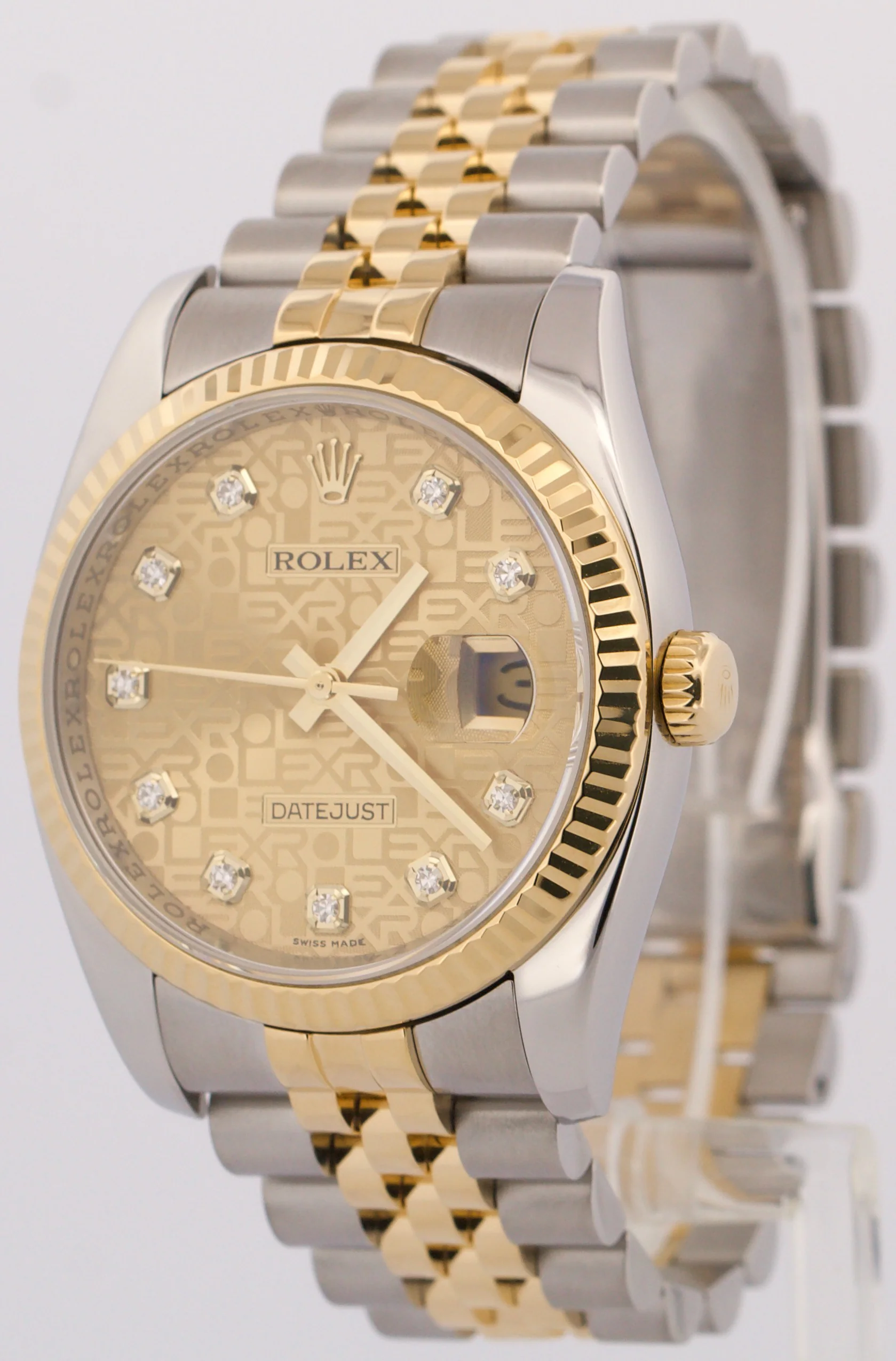 Rolex DateJust 36mm JUBILEE CHAMPAGNE DIAMOND 18K Yellow Gold Steel 116233 Watch - Image 3