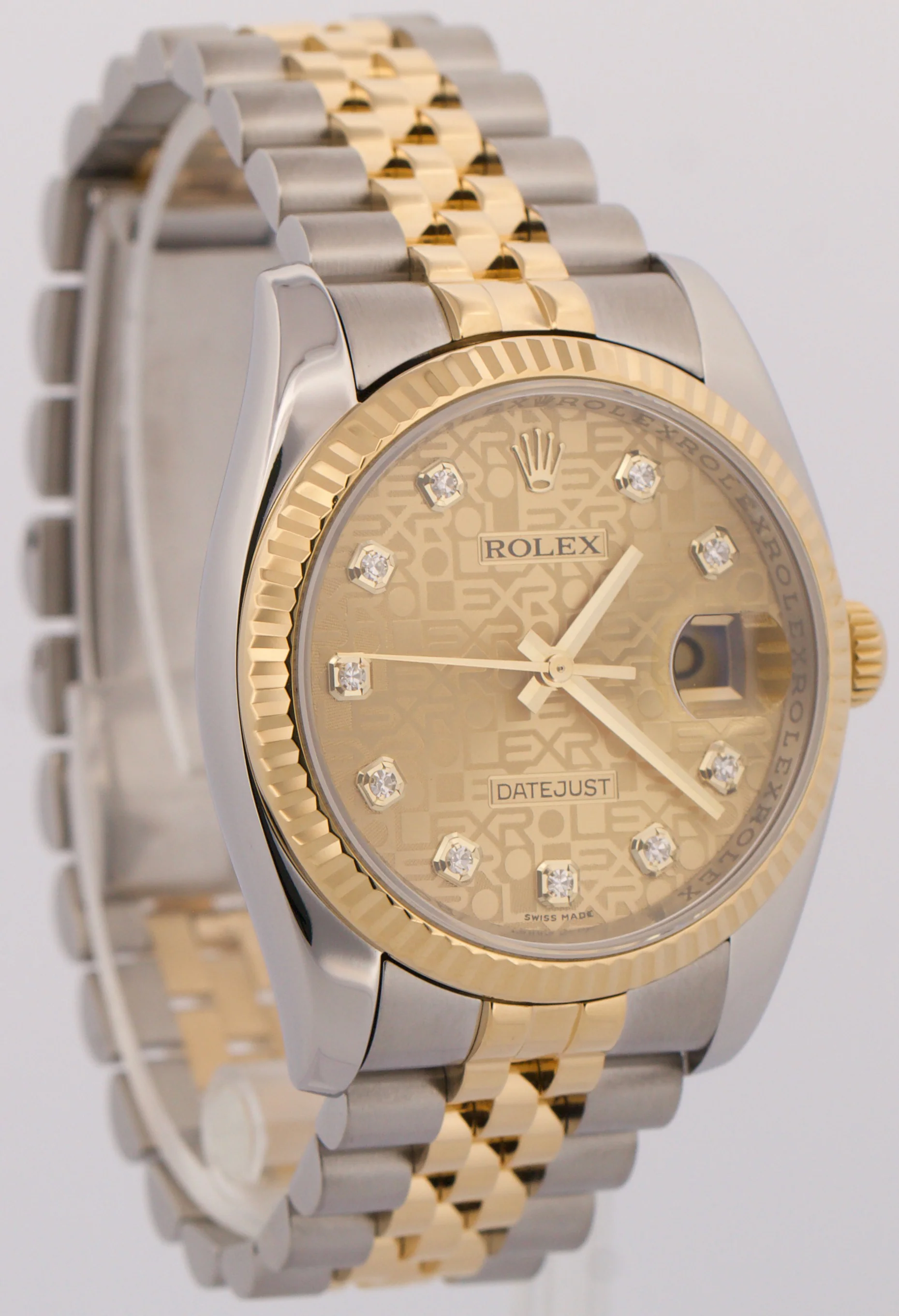 Rolex DateJust 36mm JUBILEE CHAMPAGNE DIAMOND 18K Yellow Gold Steel 116233 Watch - Image 4