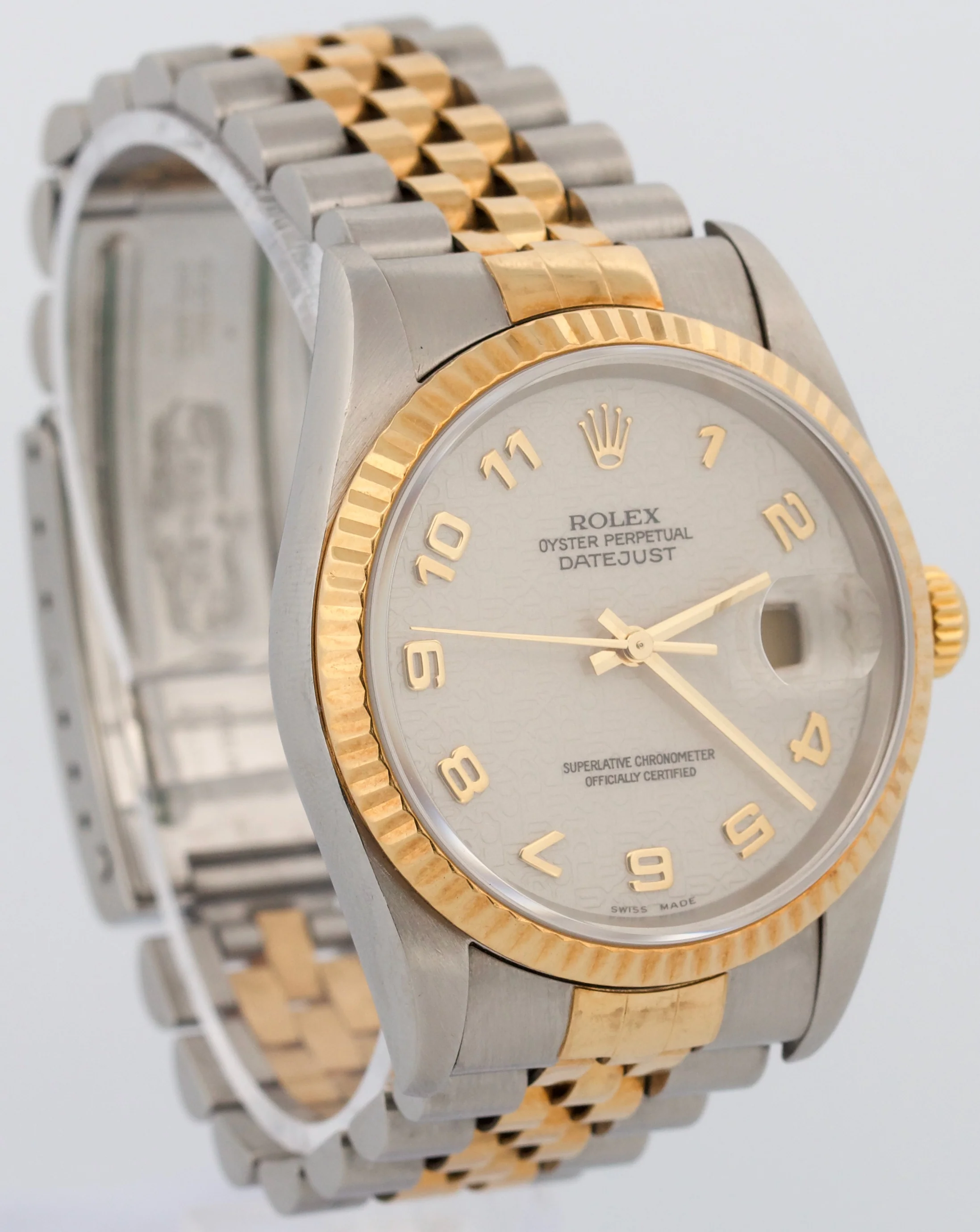 Rolex DateJust 36mm JUBILEE IVORY ARABIC 18K Yellow Gold Steel 16233 Watch - Image 4