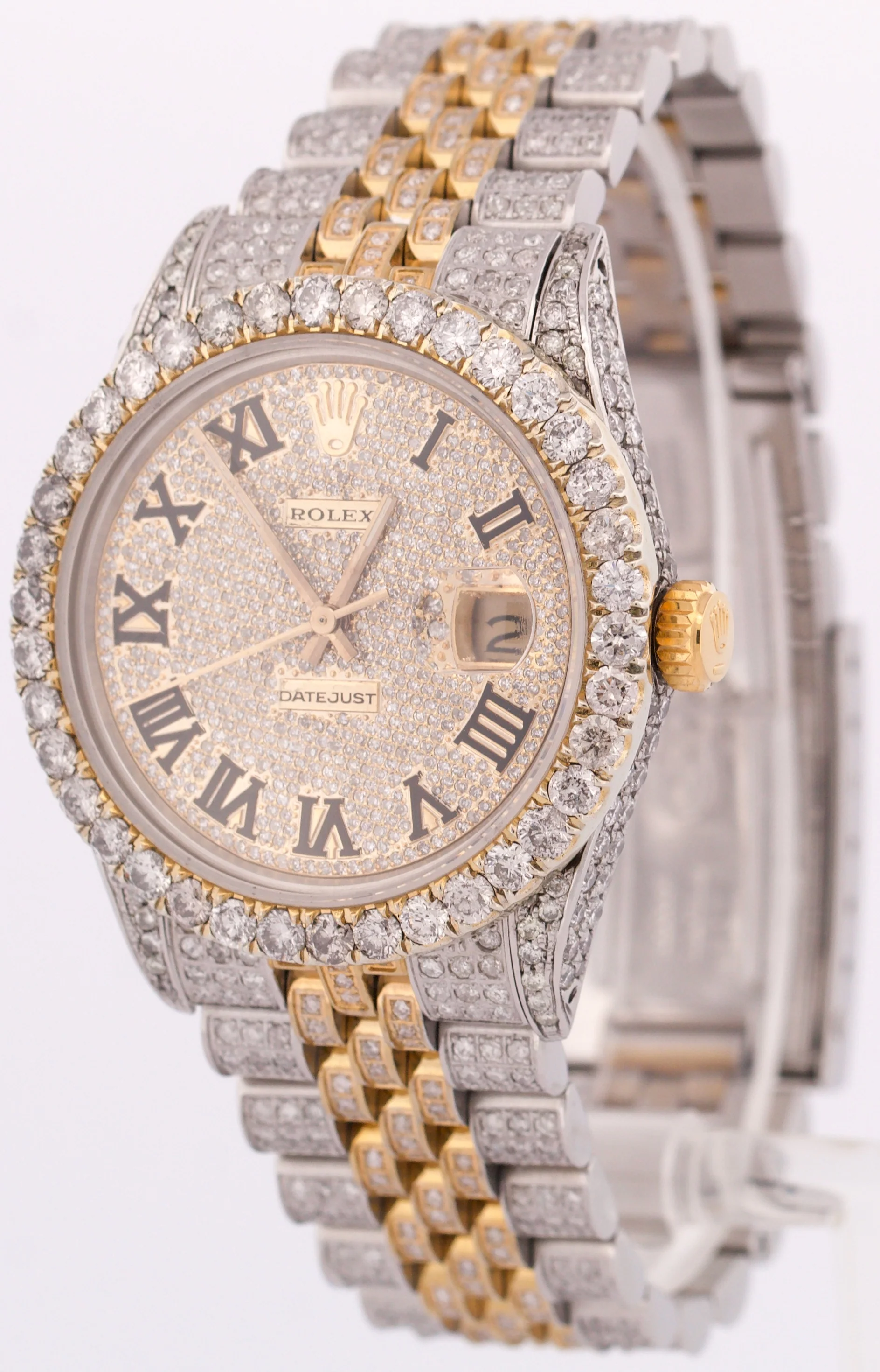 Rolex DateJust 36mm PAVE DIAMOND ROMAN 18K Gold Two-Tone Steel JUBILEE 16013 - Image 3