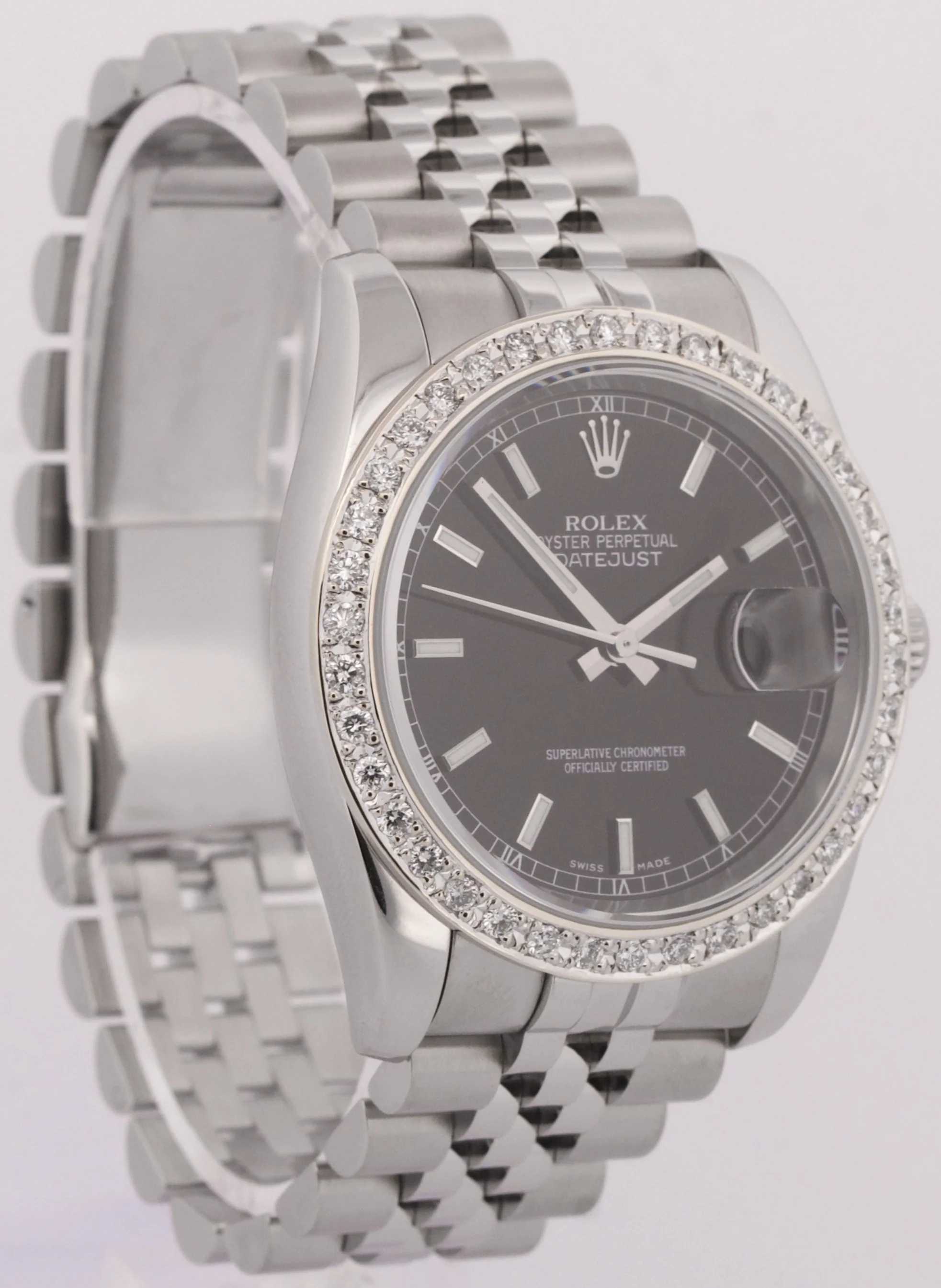 Rolex DateJust 36mm RED ROULETTE Black 18K DIAMOND Steel SUPER JUBILEE 116234 - Image 4