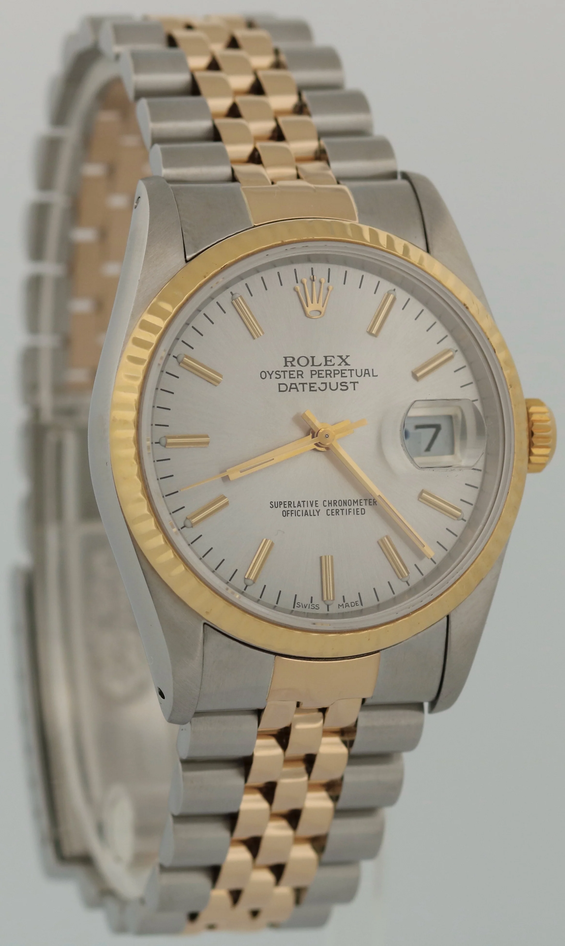 Rolex DateJust 36mm 16233 SILVER Two-Tone 18K Yellow Gold Steel Fluted JUBILEE - Image 4